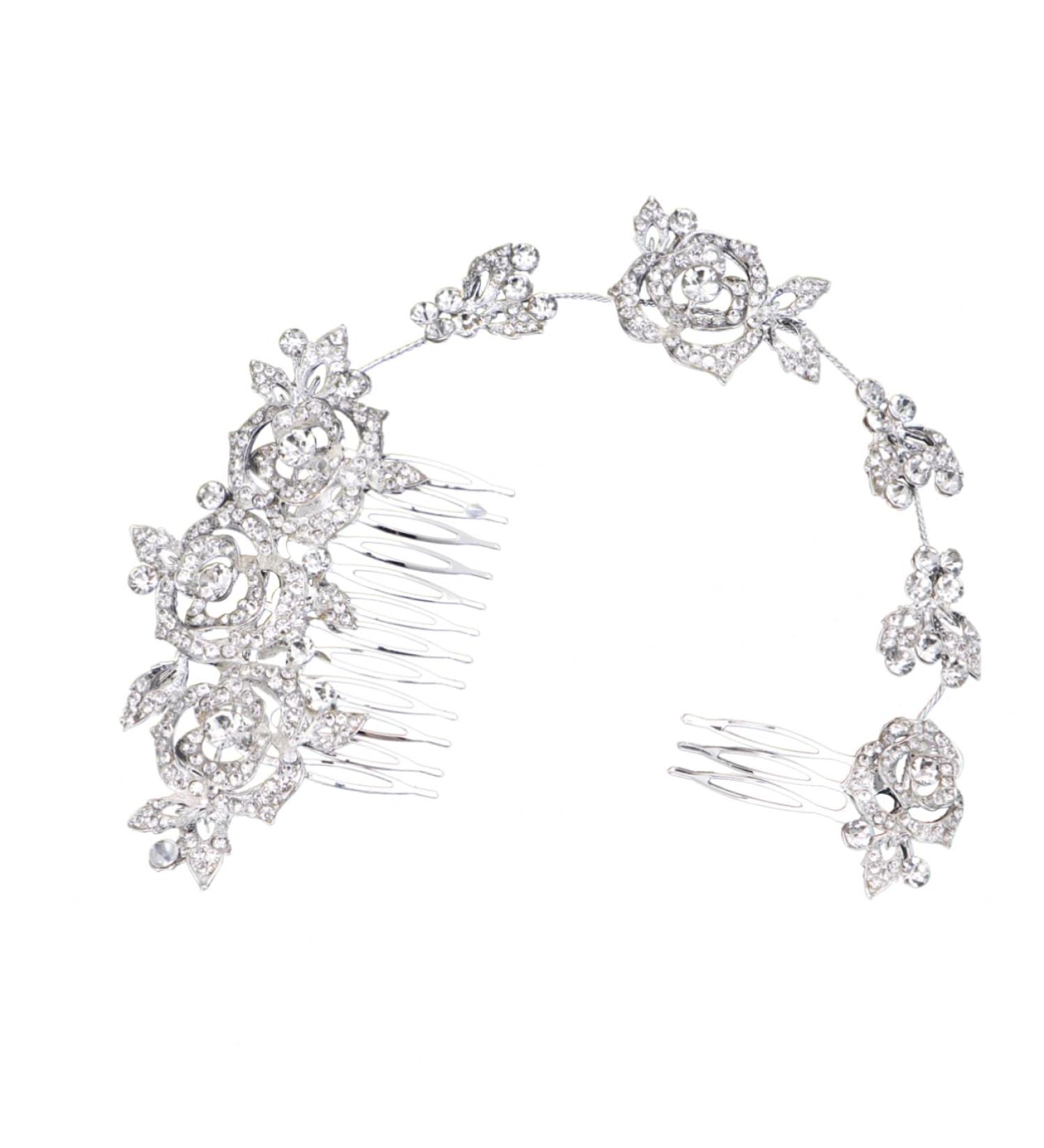 Ipetboom Bridal Wedding Hair Comb Hair Comb Floral Rhinestone Hair Pin Beautiful Bride Issue Card Rhinestone Headband Hair Comb - Buy Online on GoSupps.com