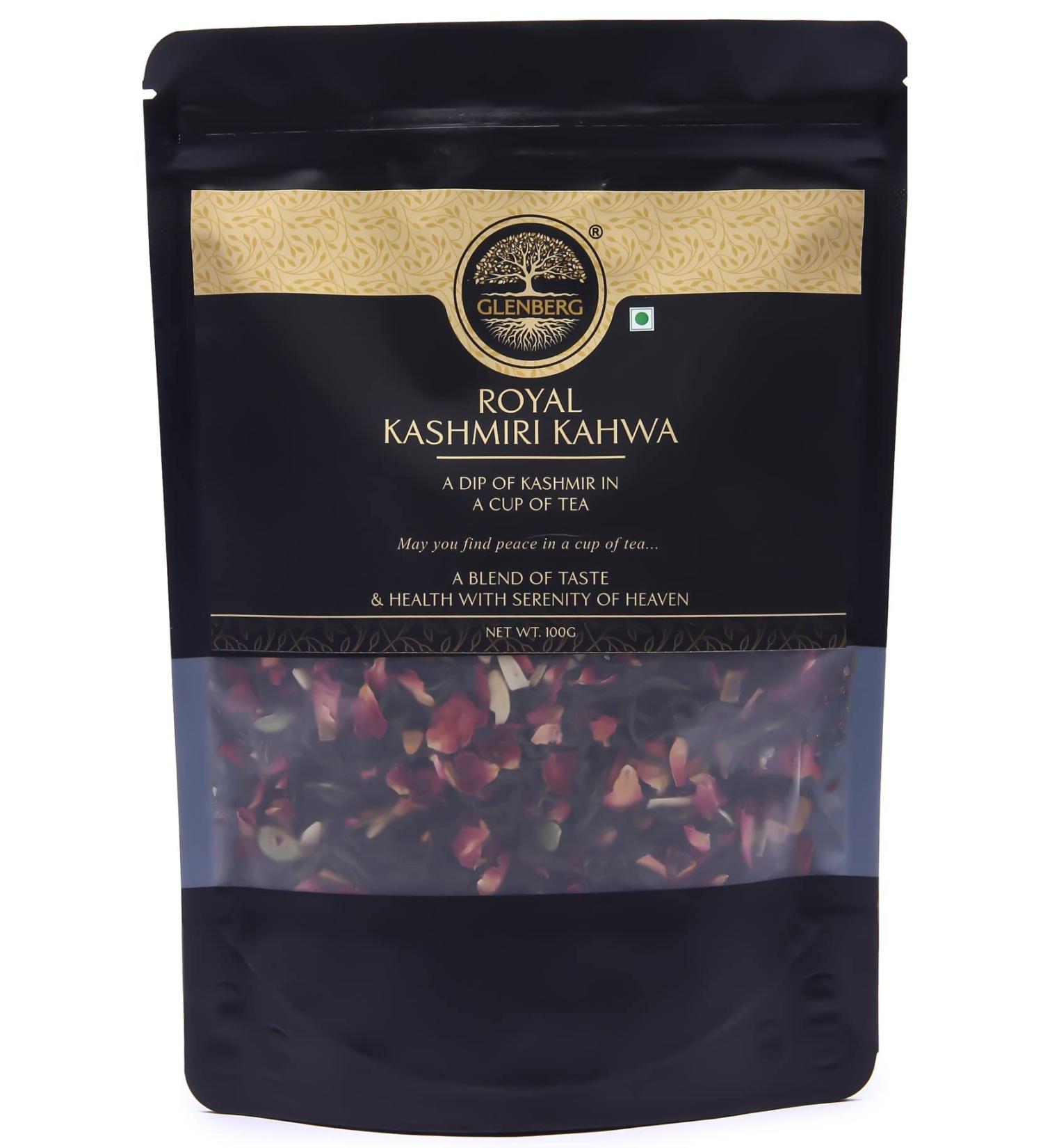 GLENBERG | ROYAL KASHMIRI KAHWA | A Blend of Taste & Health with Serenity of Heaven (100 Grams) 100 Grams | 50 Cups - Buy Online on GoSupps.com