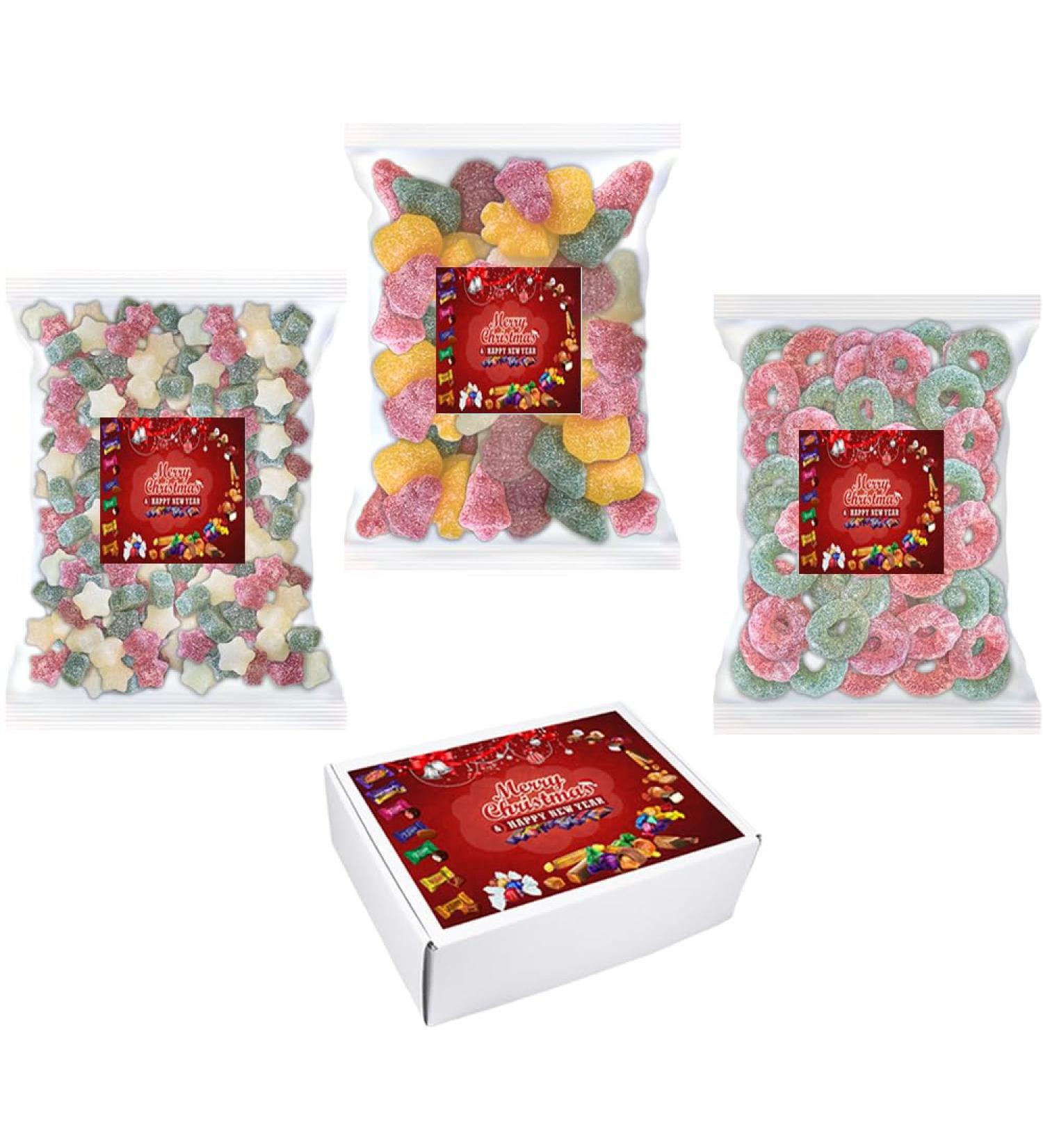 Christmas Vegan Fizzy Mixed Sweets - Vegan Christmas Mix Christmas Stars Christmas Wreaths Mixed Sweets With Gift Box (250g) - Buy Online on GoSupps.com