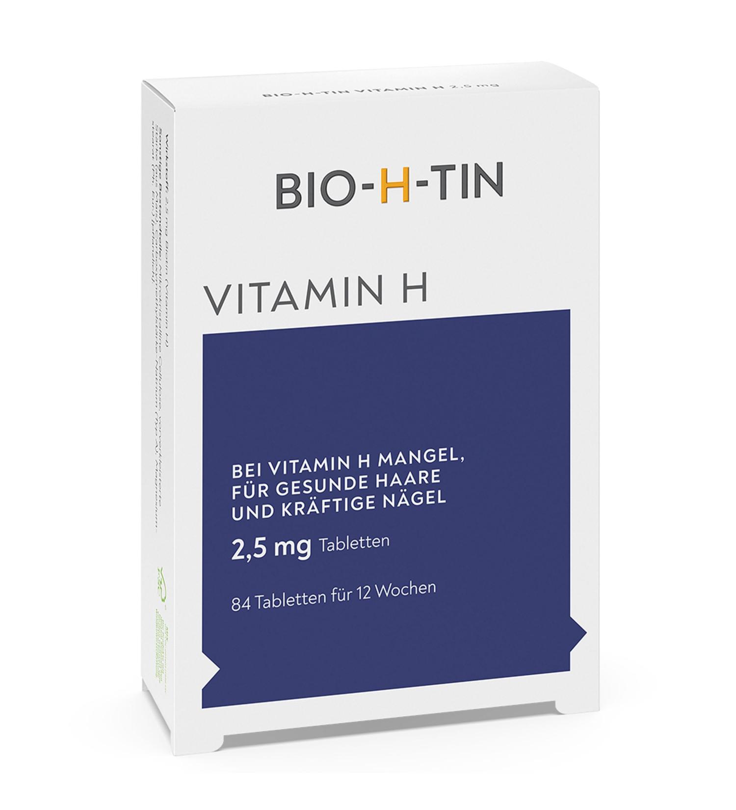 BIO-H-TIN Vitamin H 2.5 mg (Biotin) for Healthy Hair & Nails - 84 Tablets | 12 Weeks Supply - Buy Online on GoSupps.com