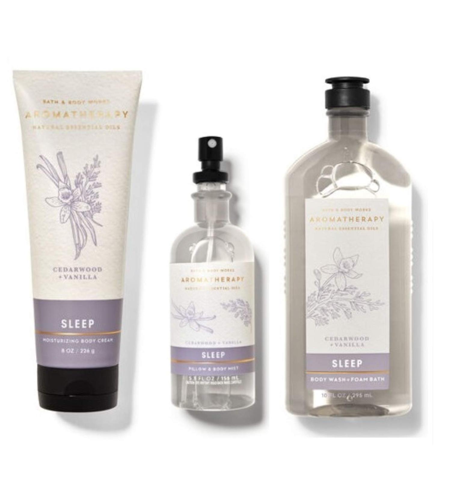 Bath and Body Works Aromatherapy Cedarwood Vanilla Gift Set - Body Cream, Body Wash, Pillow Mist - Full Size Bath & Body Set - Buy Online on GoSupps.com