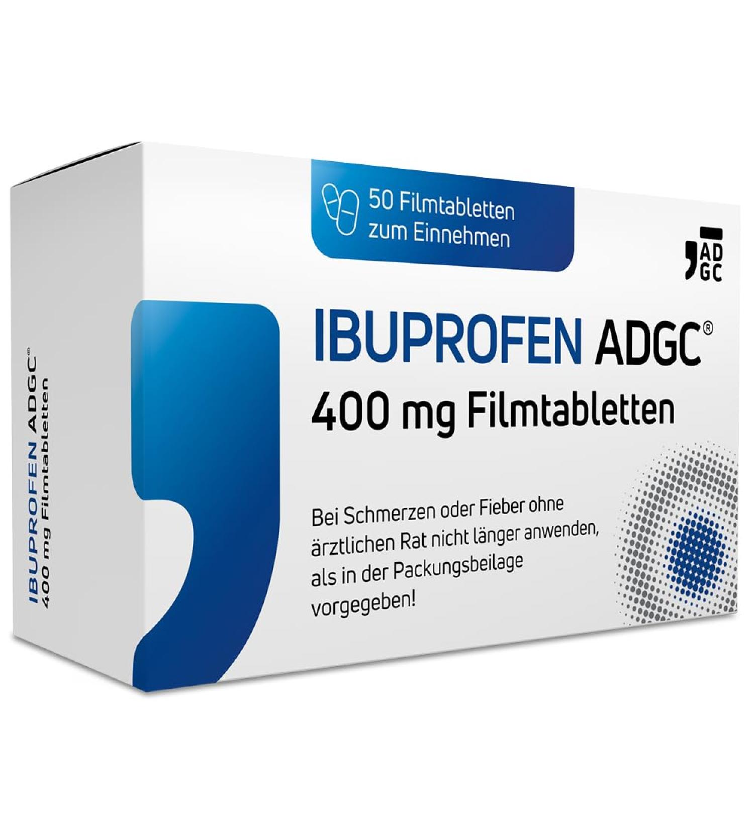 Buy IBUPROFEN ADGC 400mg - 50 Pieces for Pain Relief & Fever | Fast International Shipping - Buy Online on GoSupps.com