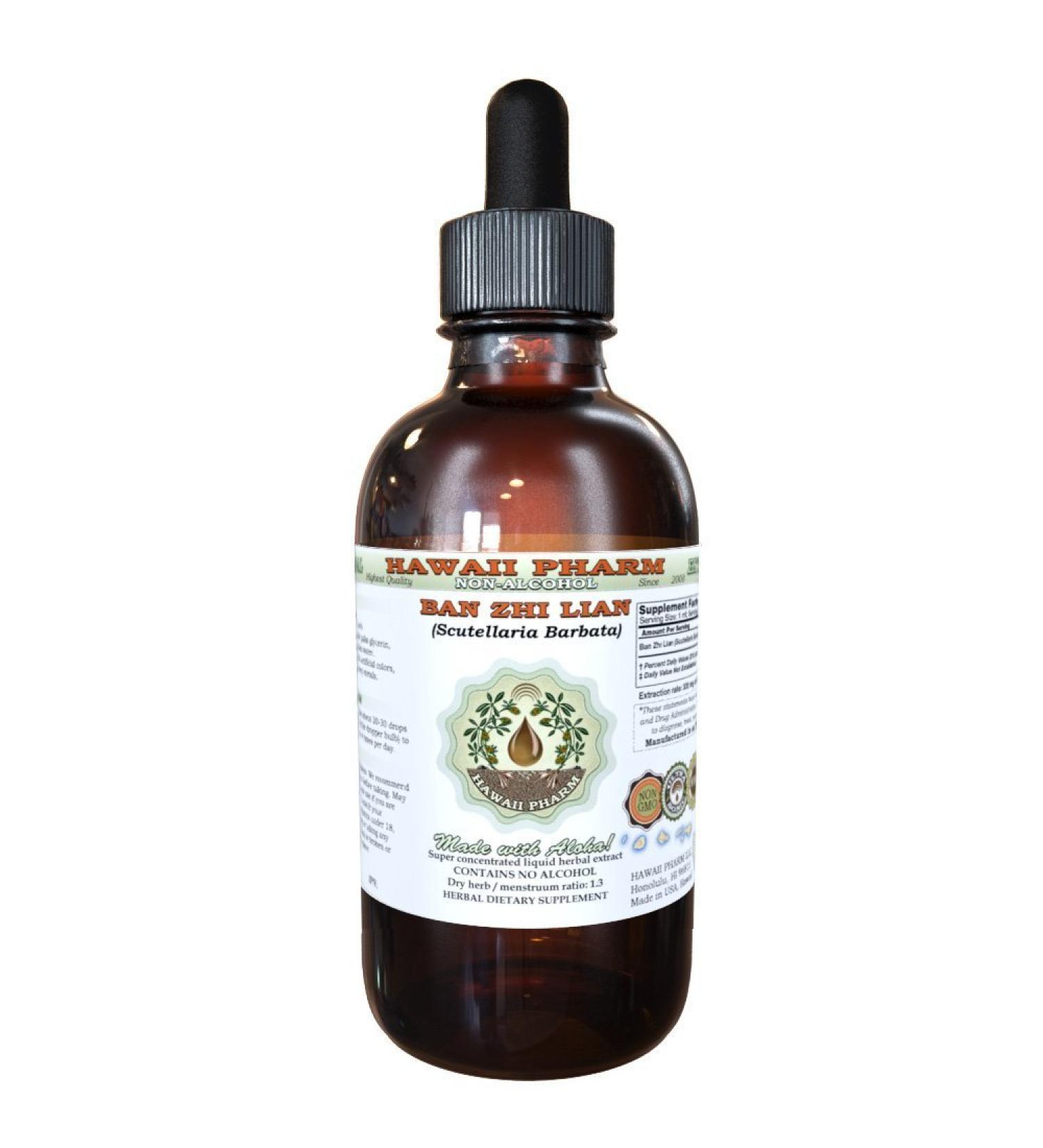 Ban Zhi Lian Alcohol-Free Liquid Extract Ban Zhi Lian Skullcap (Scutellaria Barbata) Herb Glycerite Hawaii Pharm Natural Herbal Supplement 2 oz 2 Fl Oz (Pack of 1) - Buy Online on GoSupps.com