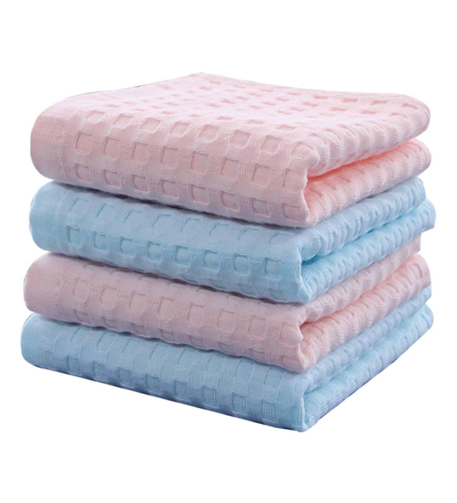 4pcs FRCOLOR Cotton Towel Set | Absorbent Makeup Remover & Facial Washcloths | Bathroom & Bath Supply Accessory | Baby Scarf | Blue - Buy Online on GoSupps.com