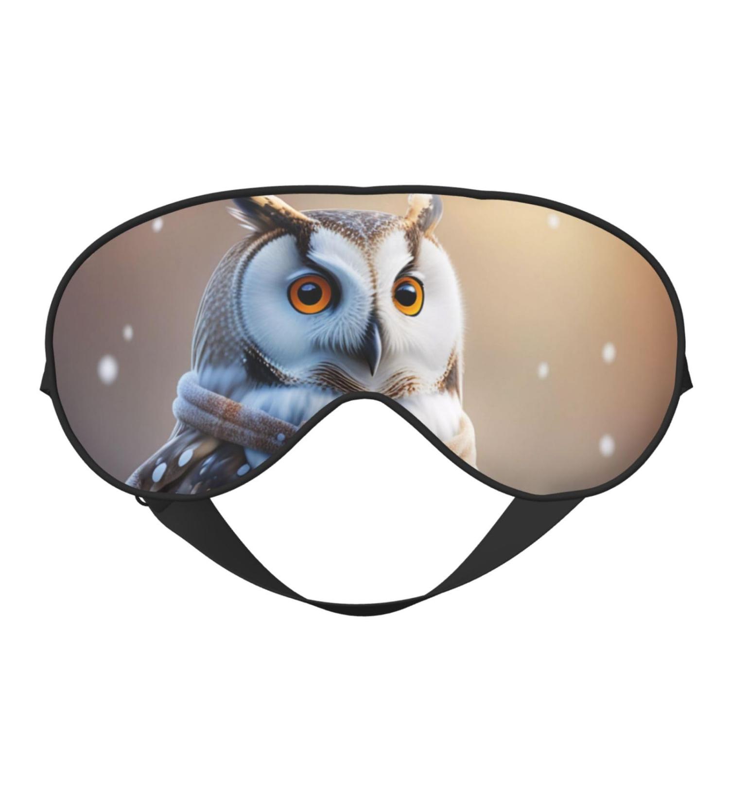 Soft Owl Snowman Printed Eye Mask - Adjustable Breathable Light Blocking Double-Sided Sleep Mask - Buy Online on GoSupps.com