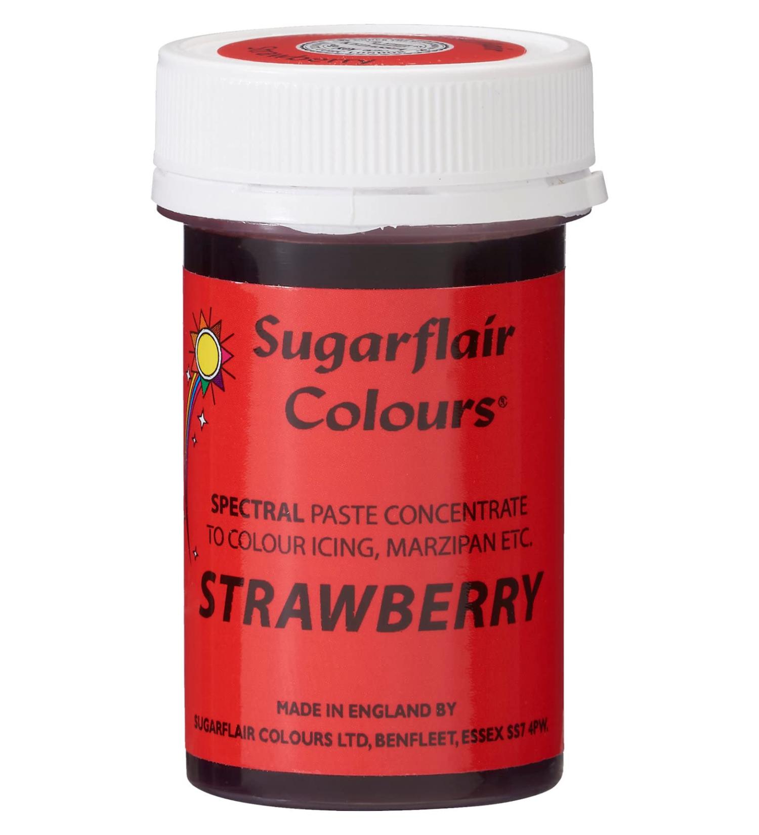 Sugarflair Strawberry Spectral Food Colouring Paste Highly Concentrated for Use with Sugar Pastes Buttercream Royal Icing or Cake Mix Vibrant Colour Dye - 25g