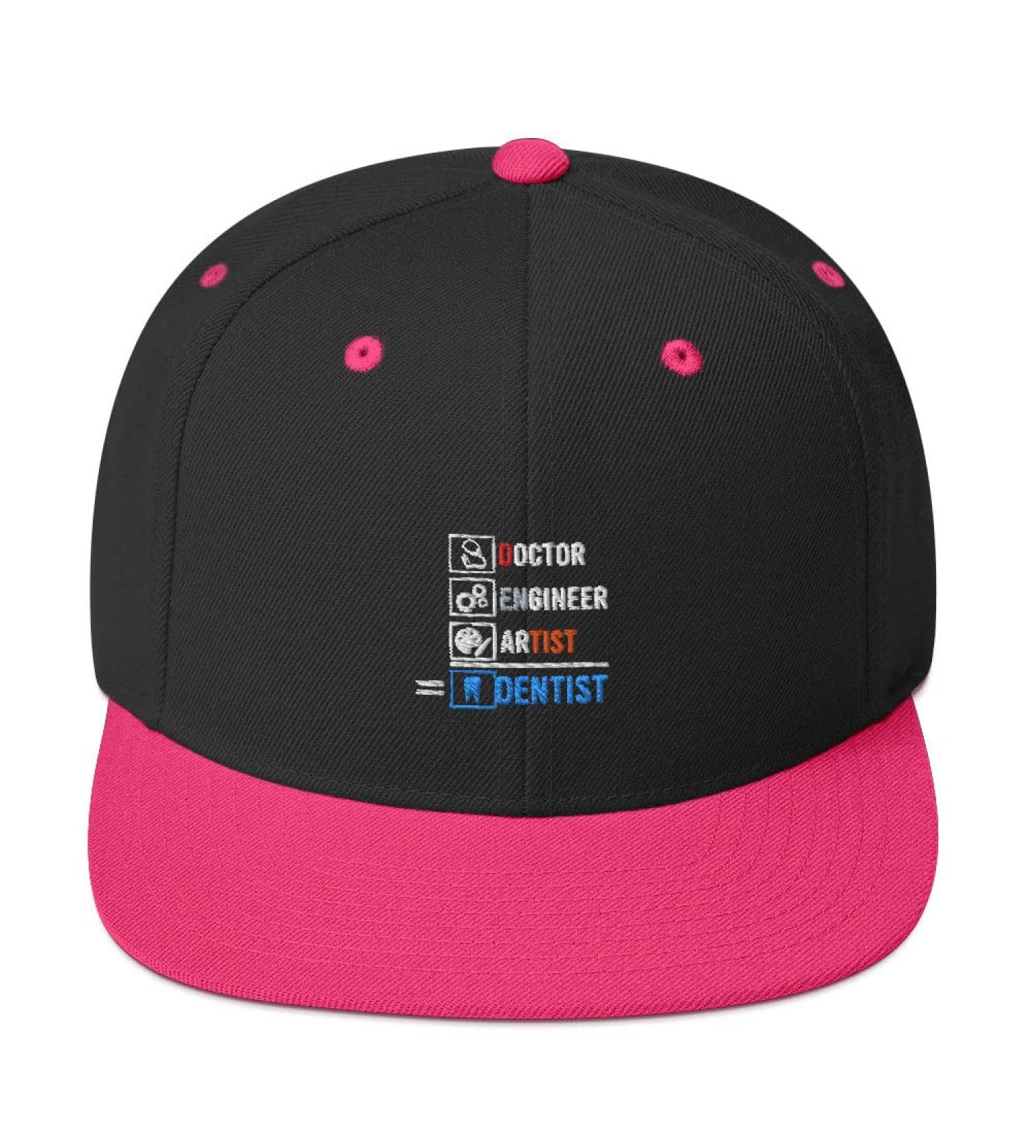 Humorous Orthodontics Snapback Hat | Novelty Dental Expert Cap in Black/Neon Pink Perfect Gift for Endodontists - Buy Online on GoSupps.com