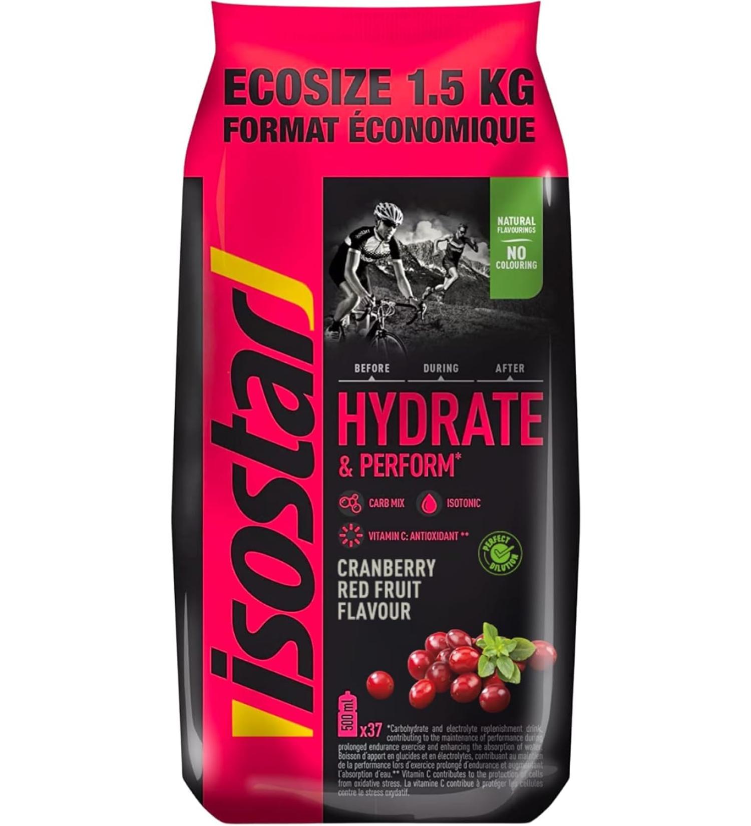  Isostar Isostar - Hydrate & Perform Cranberry and Red Fruit Flavor - Isotonic Drink Powder - 1.5 kg (37 servings) - Buy Online on GoSupps.com