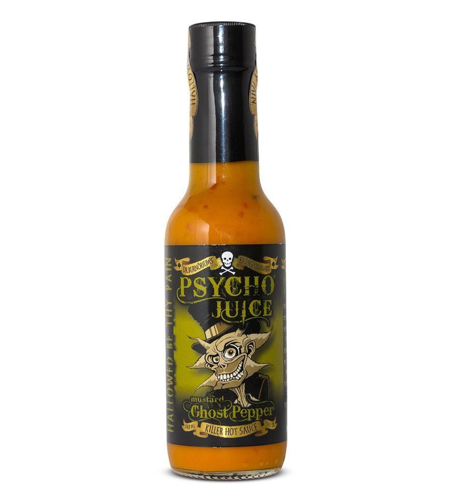 Psycho Juice Mustard Ghost Pepper Hot Chilli Sauce 148ml