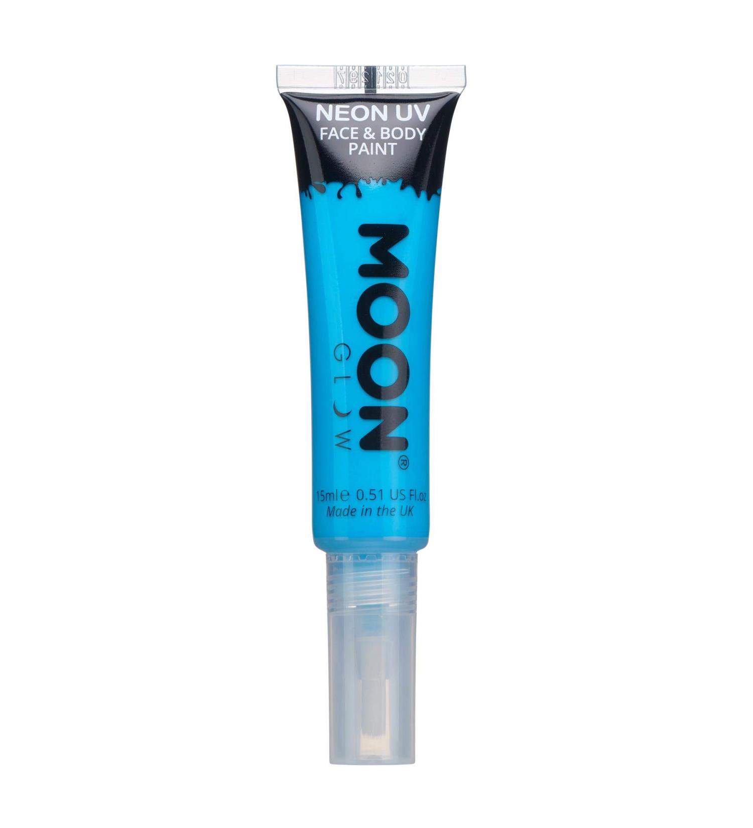 Moon Glow Neon UV Face & Body Paint 15ml - Intense Blue | Brush Applicator - Buy Online on GoSupps.com