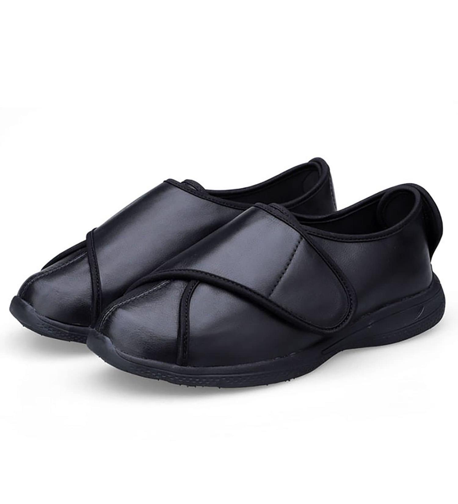 Men's Wide Diabetic Edema Shoes - Extra Wide Width Walking Sneakers for Elderly with Swollen Feet - Black, 44 Plus Fleece - Buy Online on GoSupps.com