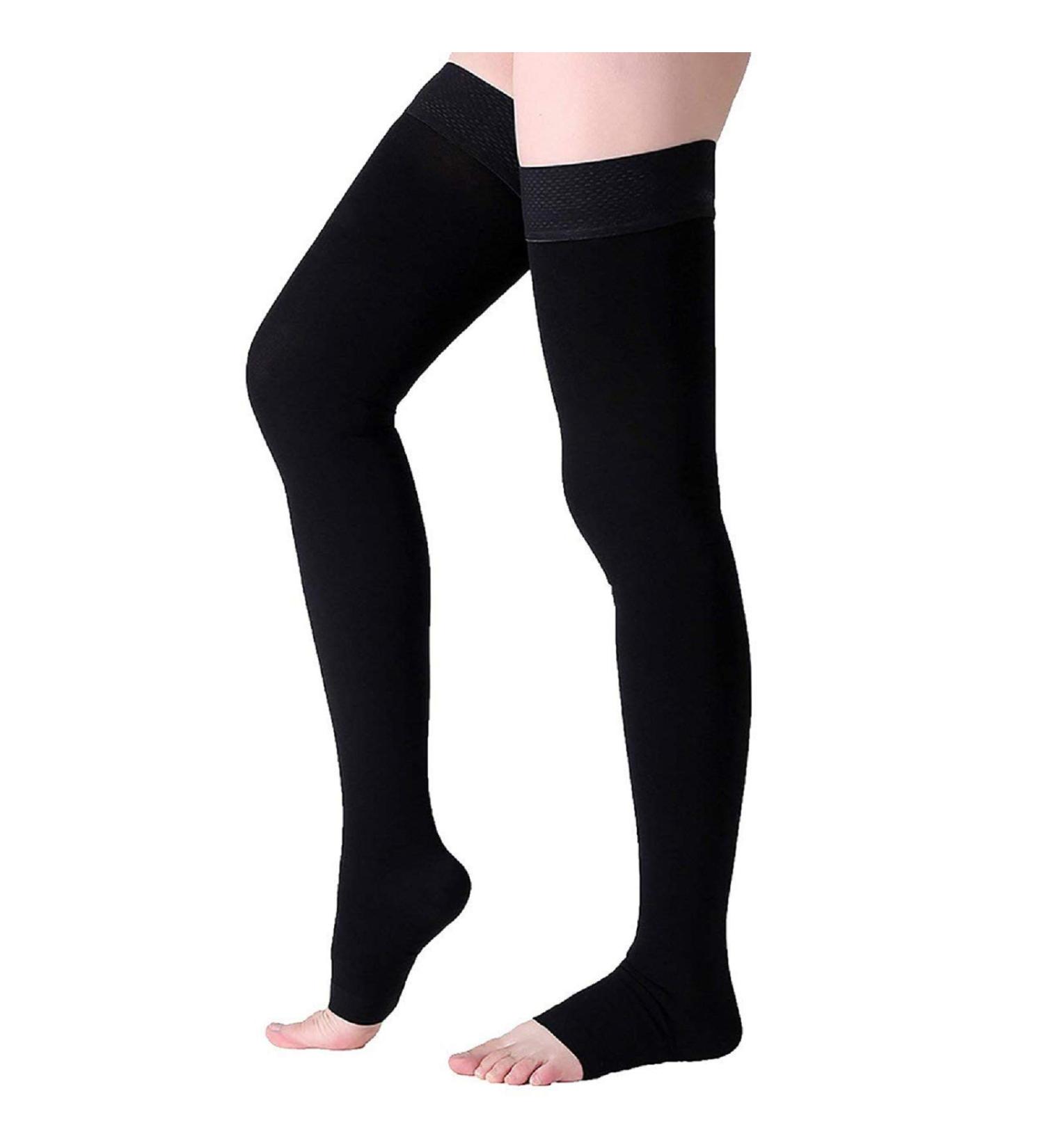 Wallfire Medical Compression Stockings 23-32mmHg - Thigh High Socks for Varicose Veins Relief for Women & Men - Black Large (2 Pack) - Buy Online on GoSupps.com
