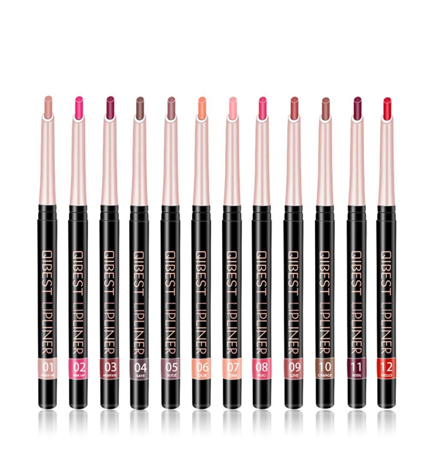 12 Colors Waterproof Non-Marking Matt Velvet Lip Liner Pencil Set - Buy Online on GoSupps.com