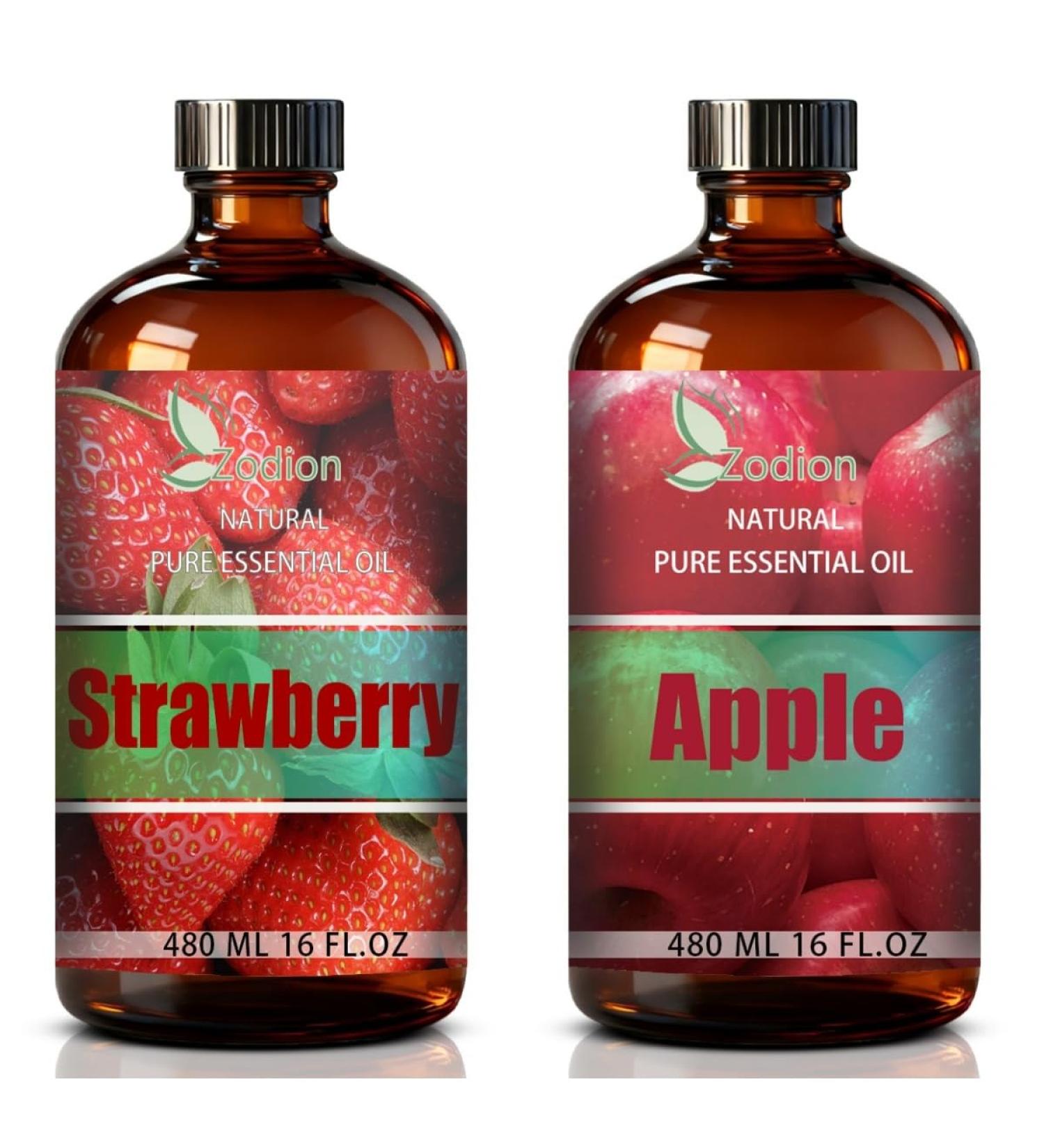 Apple Essential Oil 16 Fl Oz and Strawberry Essential Oil 16 Fl Oz - Apple & Strawberry Oil for Diffuser Aromatherapy Home Fragrance Skin & Hair Care DIY Candle & Soap Making Yoga - Buy Online on GoSupps.com