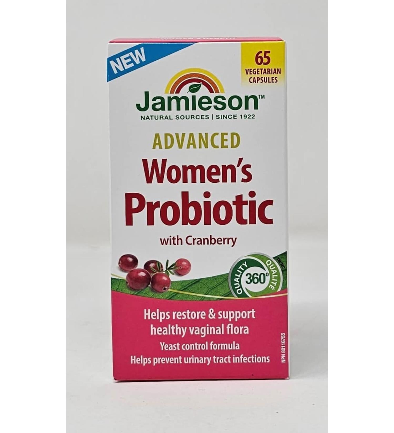 Jamieson Advanced Women's Probiotic with Cranberry Help Support & Restore Healthy Vaginal Flora - 65 Vegetarian Capsules - Buy Online on GoSupps.com