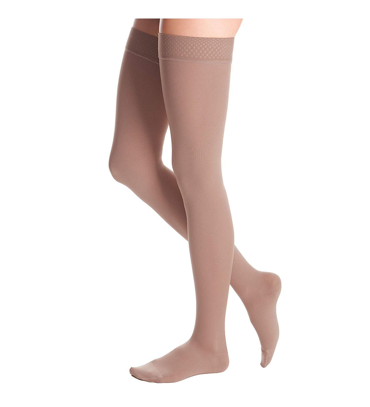 duomed Advantage 30-40 mmHg Thigh High Beaded Band Closed Toe Medium Petite Beige