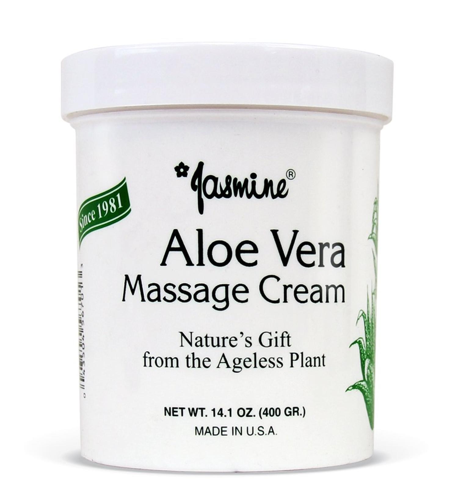 Jasmine Aloe Vera Massage Cream - Anti-Aging Therapy, Deeply Moisturizing Organic Cream for Face and Body - 400g/14.1oz - Buy Online on GoSupps.com