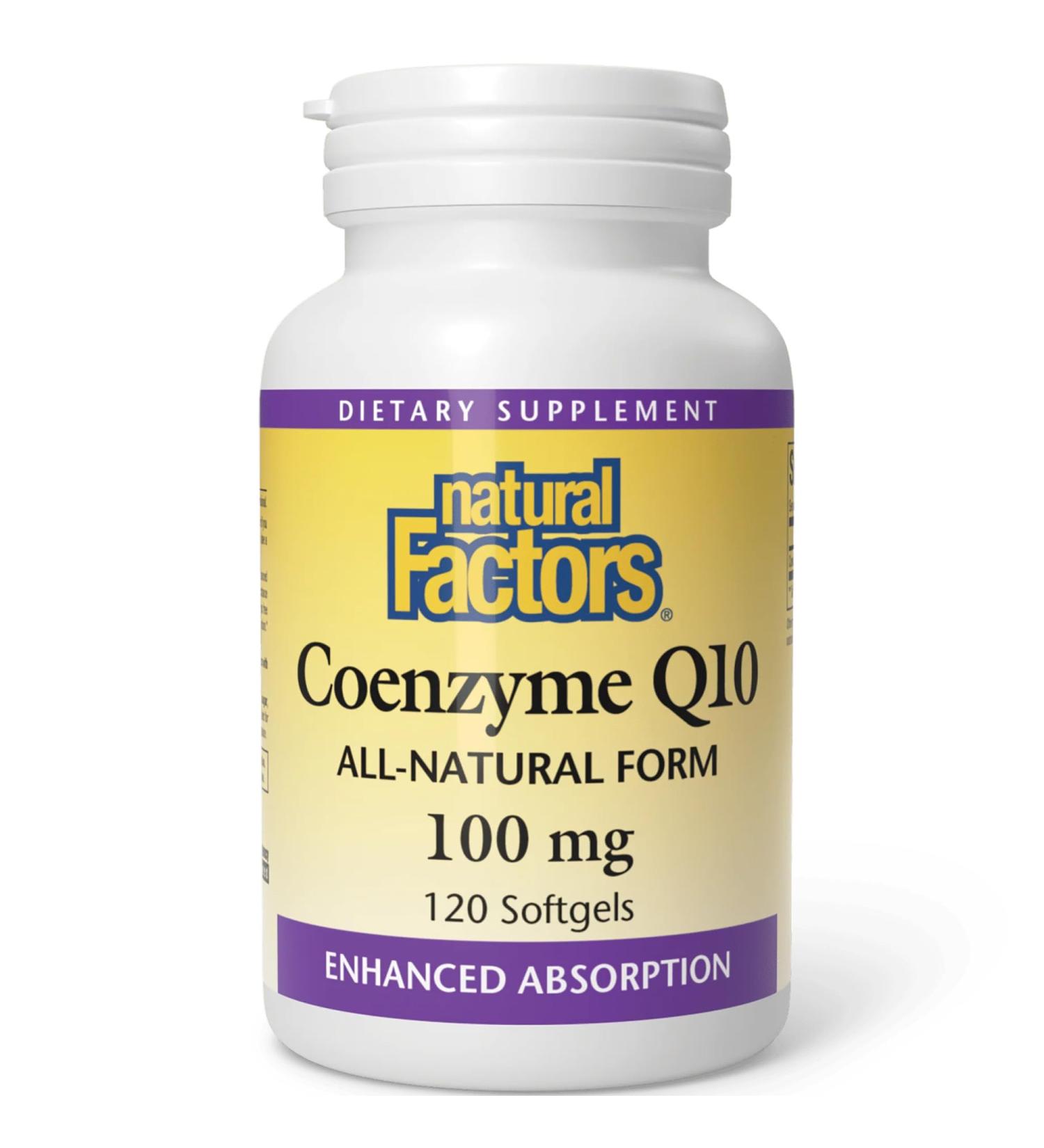 Natural Factors Coenzyme Q10 100mg - High-Dose Soft Capsules Gluten-Free & Non-GMO Lab Tested - 120 Count - Buy Online on GoSupps.com