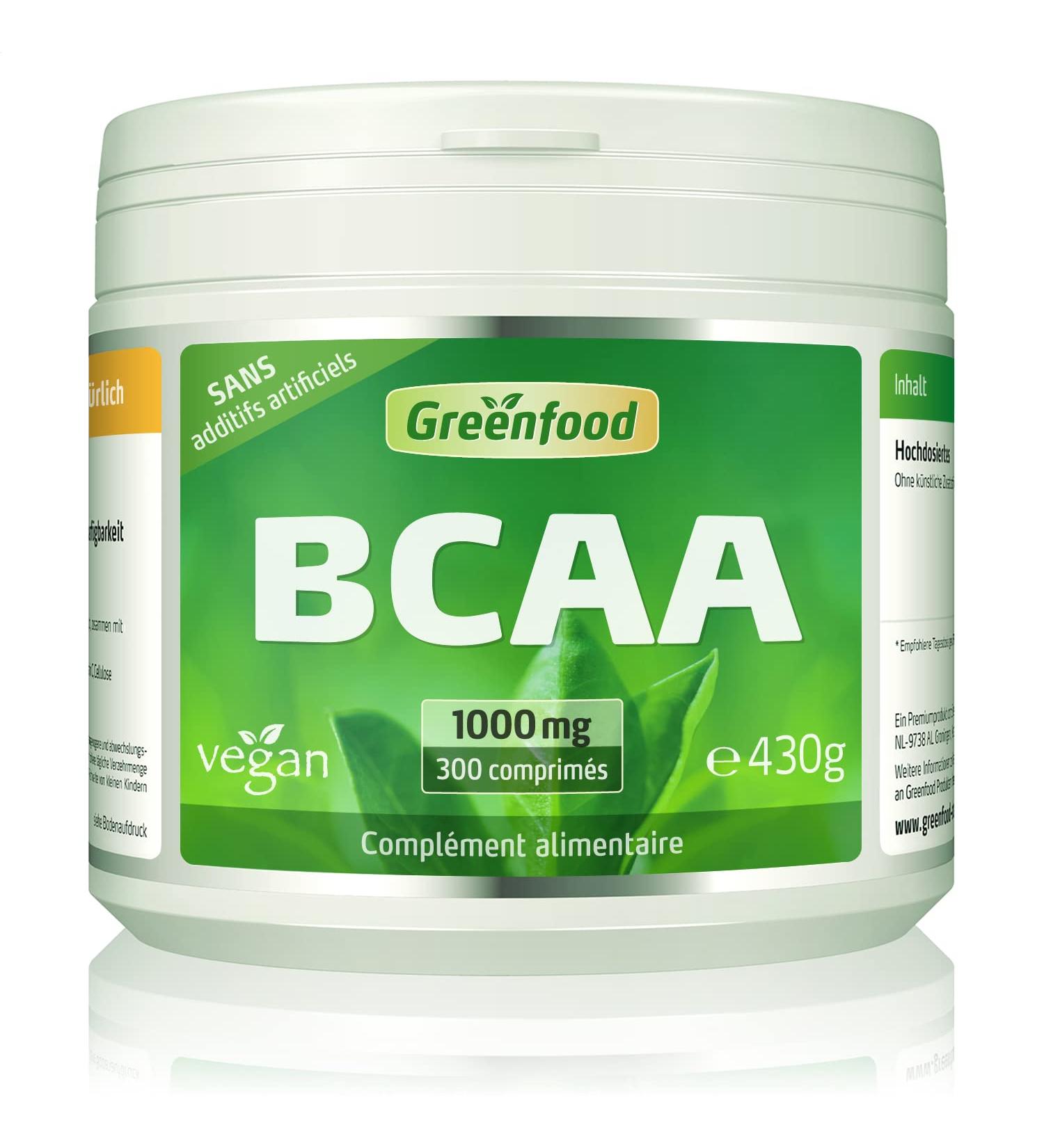 Greenfood BCAA 1000 mg high dose 300 tablets vegan no artificial additives no genetic engineering. - Buy Online on GoSupps.com