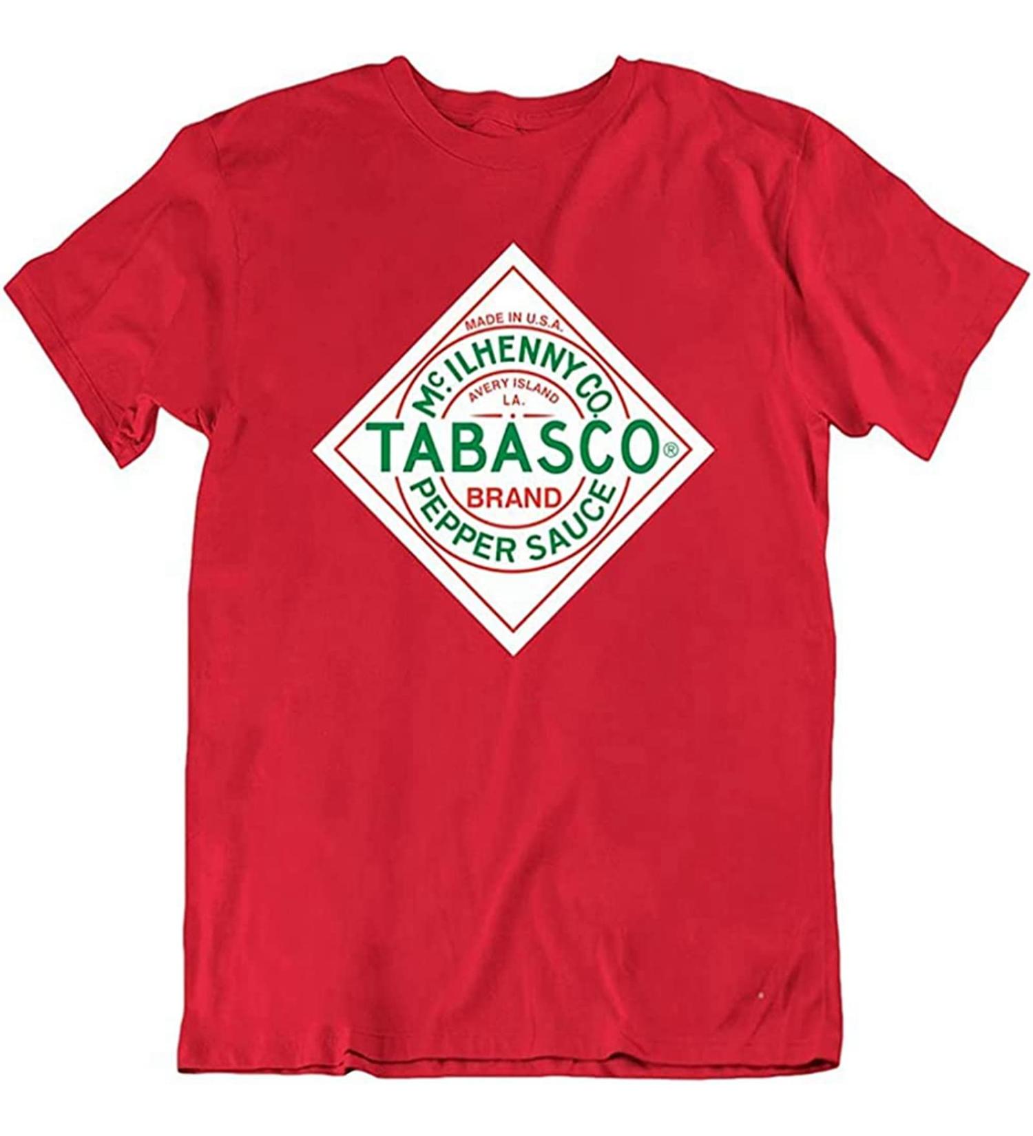 JINGYAN IronTree Tomato Tabasco Sauce Pepper Chili Hot Food T Shirt Red Medium