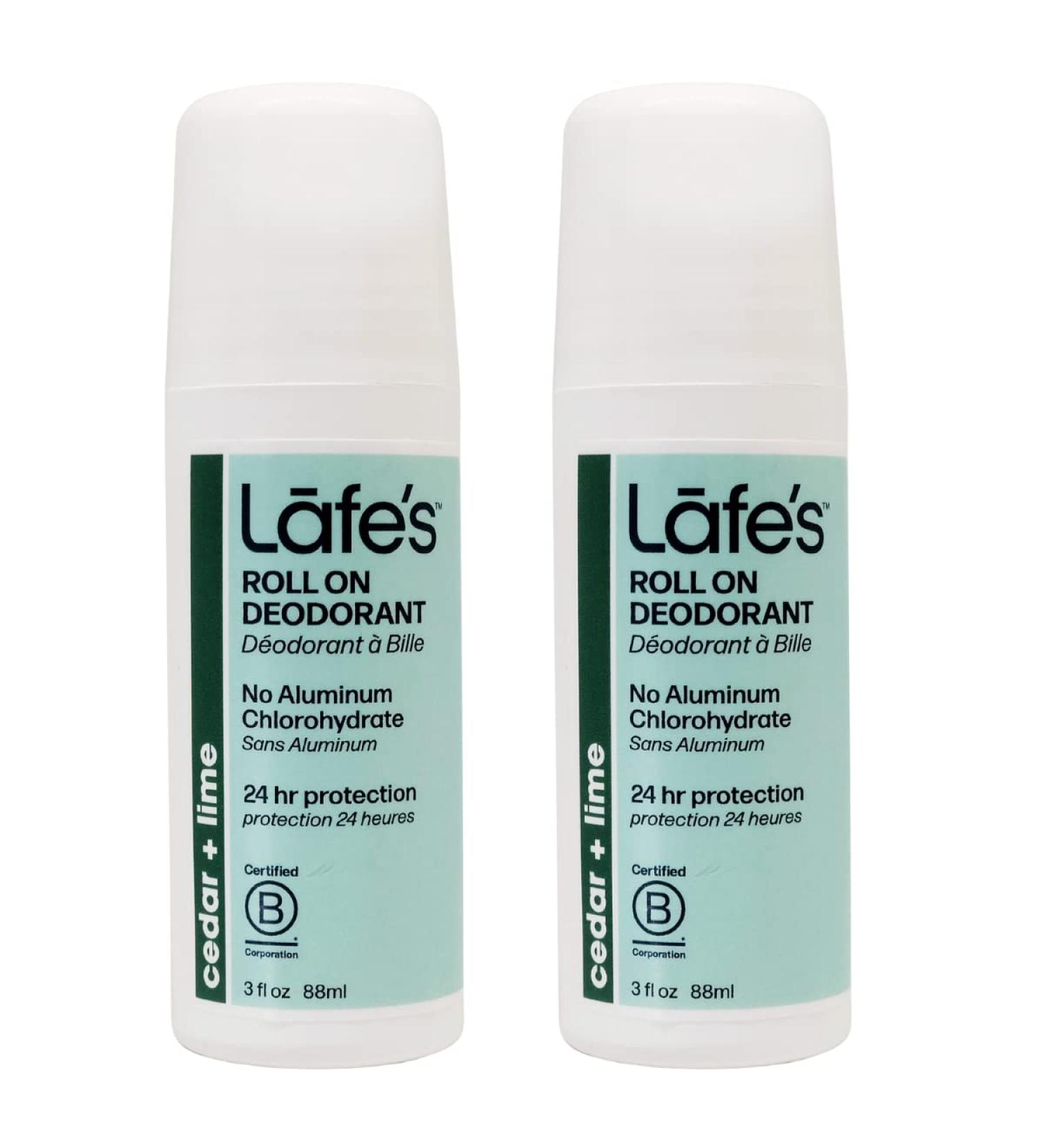 Lafe's Natural Deodorant 3oz Roll-On | Aluminum Free for Men & Women | Paraben & Baking Soda Free | 24-Hour Protection | Cedar & Lime | 2 Pack - Buy Online on GoSupps.com