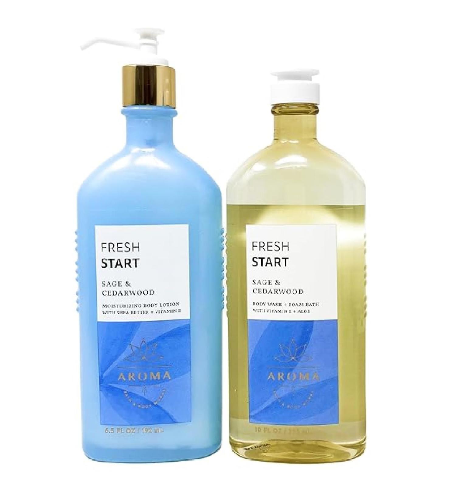 Shop Bath & Body Works Aromatherapy Fresh Start Sage & Cedarwood Duo Gift Set - Full Size Body Lotion Body Wash & Foam Bath - Perfect International Gift - Buy Online on GoSupps.com