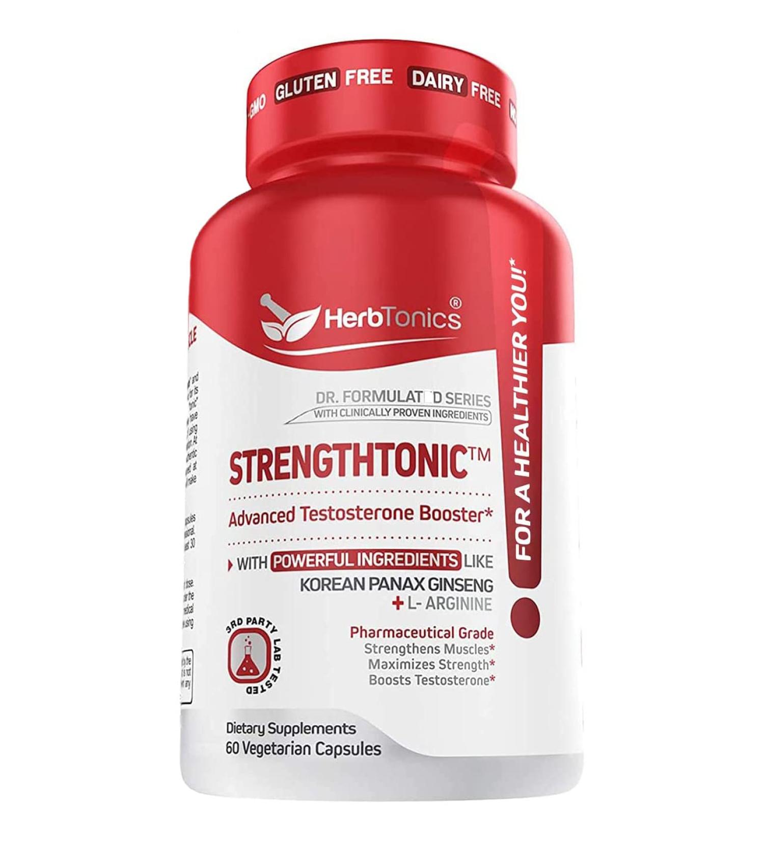 Herbtonics Testosterone Booster for Men - Vegan Size & Stamina Enhancement Pills with Ginseng & Tribulus Terrestris - Buy Online on GoSupps.com