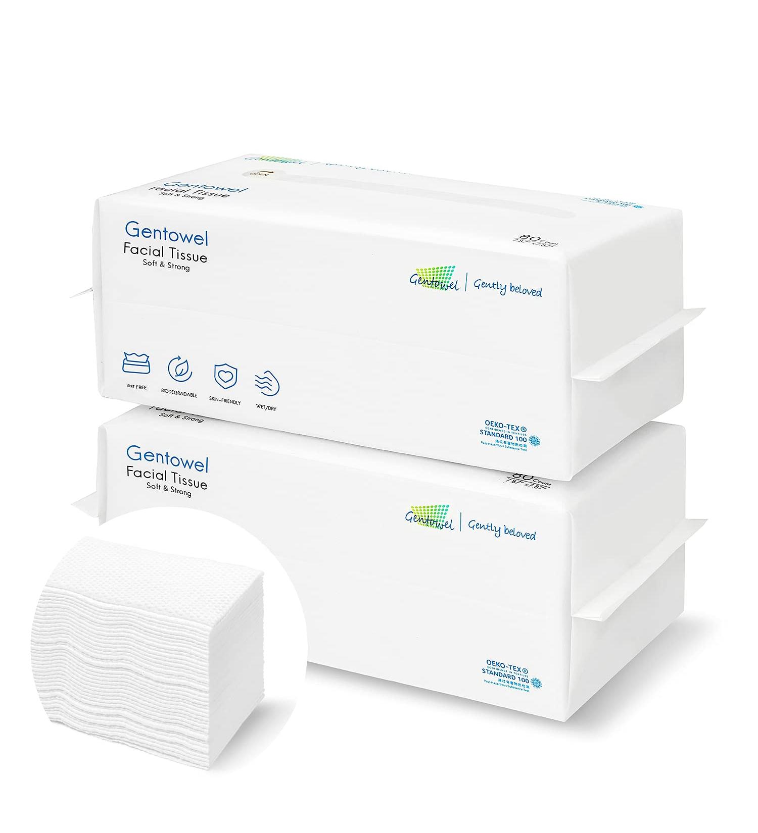 Gentowel Dry Cotton Soft Facial Tissues (2 Pack) - Gentle Disposable Makeup Removing Towels for Sensitive Skin - Buy Online on GoSupps.com