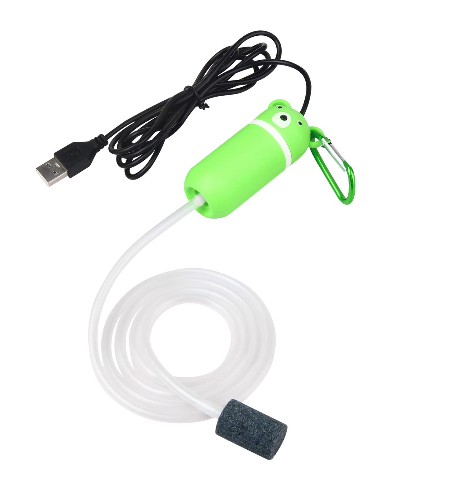 Quiet USB Air Pump for Aquariums - Mini Portable Oxygen Pump with 1.5m Cable & Accessories - Grass Green - Buy Online on GoSupps.com