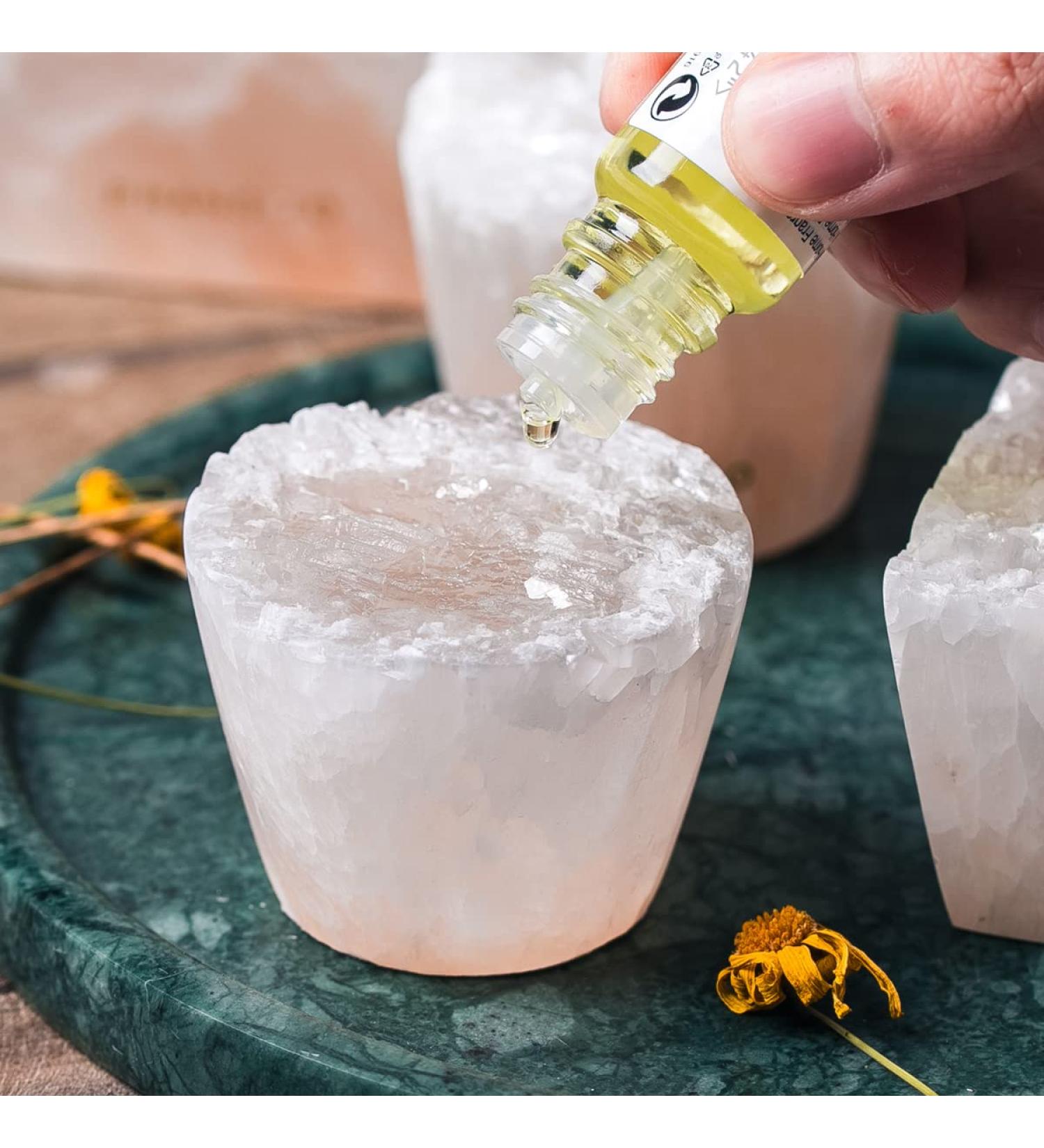 MIYA Selenite Stone Diffuser | Eco-Friendly Aromatherapy Diffuser | Hand-Carved Essential Oil Diffuser | Ideal for Meditation & Bedroom Decor | Unique Wedding Favors - Buy Online on GoSupps.com