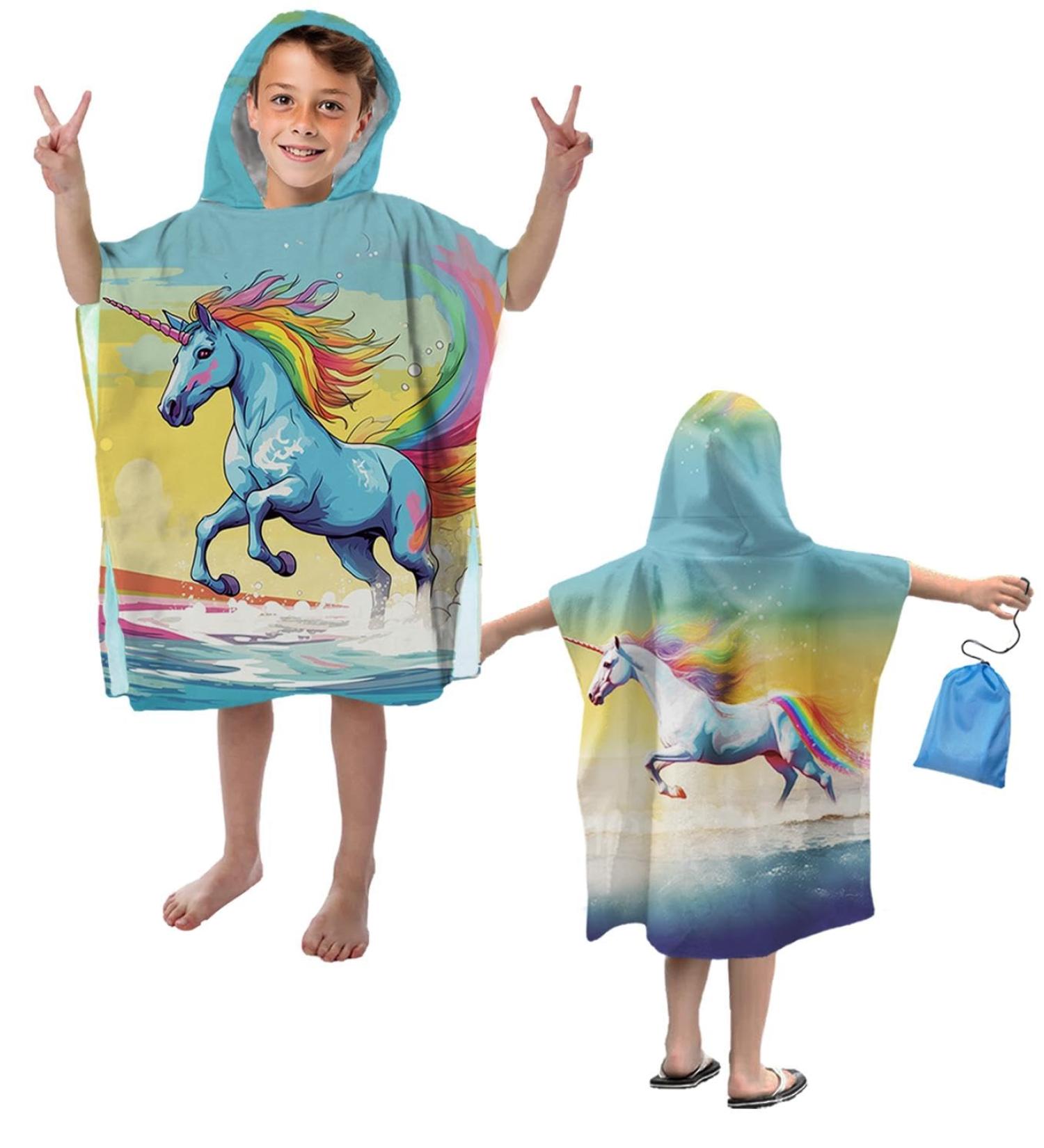 Personalized Aiorber Hooded Towel for Kids | Microfiber Bathing Poncho | 60x60cm Baby Towel for Boys & Girls | Beautiful Patterns - Buy Online on GoSupps.com