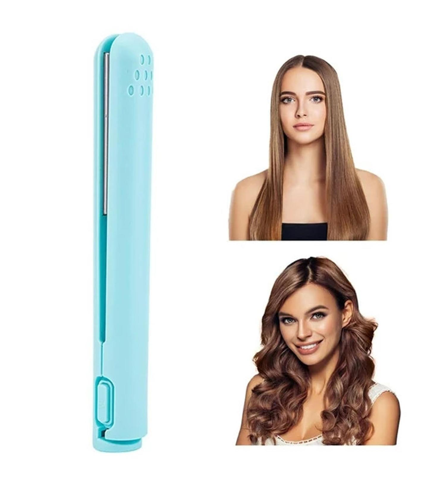 2024 Mini Hair Curler & Flat Iron - Travel-Friendly Ceramic Styling Tool for Short & Fine Hair - Sky Blue 1/2 Inch Barrel - Buy Online on GoSupps.com