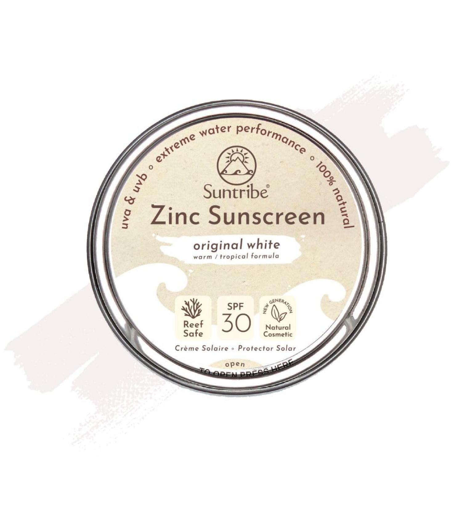 Suntribe All Natural Zinc Sunscreen Face & Sport - SPF 30 - Organic - 100% Zinc - Reef Safe - 3 Ingredients - Water resistant - ORIGINAL WHITE (30 g) - Buy Online on GoSupps.com
