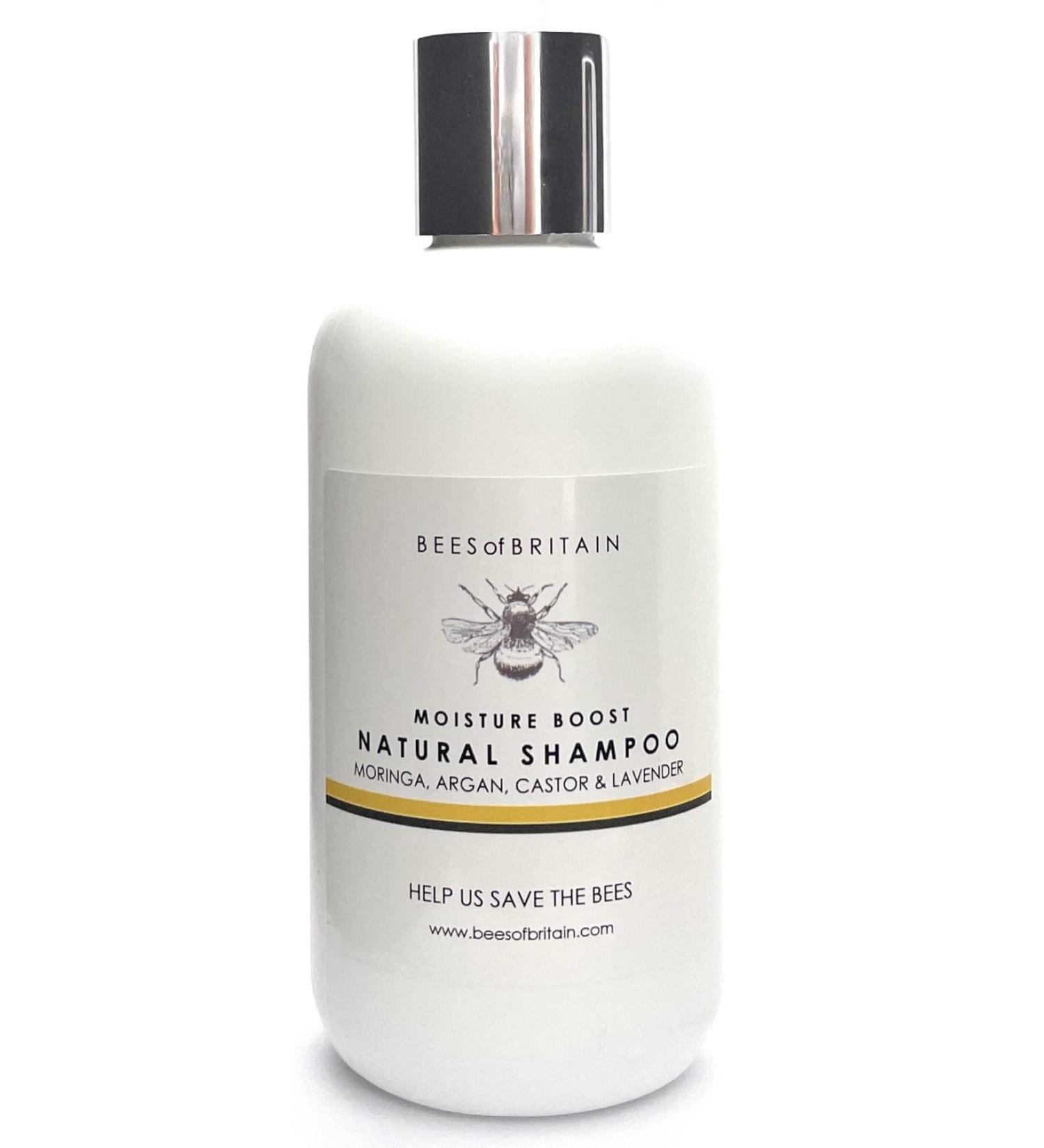 99% Natural SHAMPOO with CASTOR MORINGA ARGAN & LAVENDER OILS - 250ml by BEES of BRITAIN - Sulphate Free Paraben Free. 5% of Profits Donated to Help Save Bees and Pollinators. - Buy Online on GoSupps.com