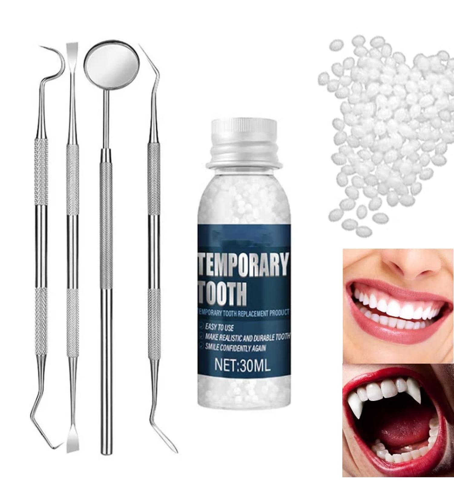 Tooth Repair Kits - Moldable Fake Teeth & Temporary Fix Beads | Dental Probe & Mirror Included - Buy Online on GoSupps.com