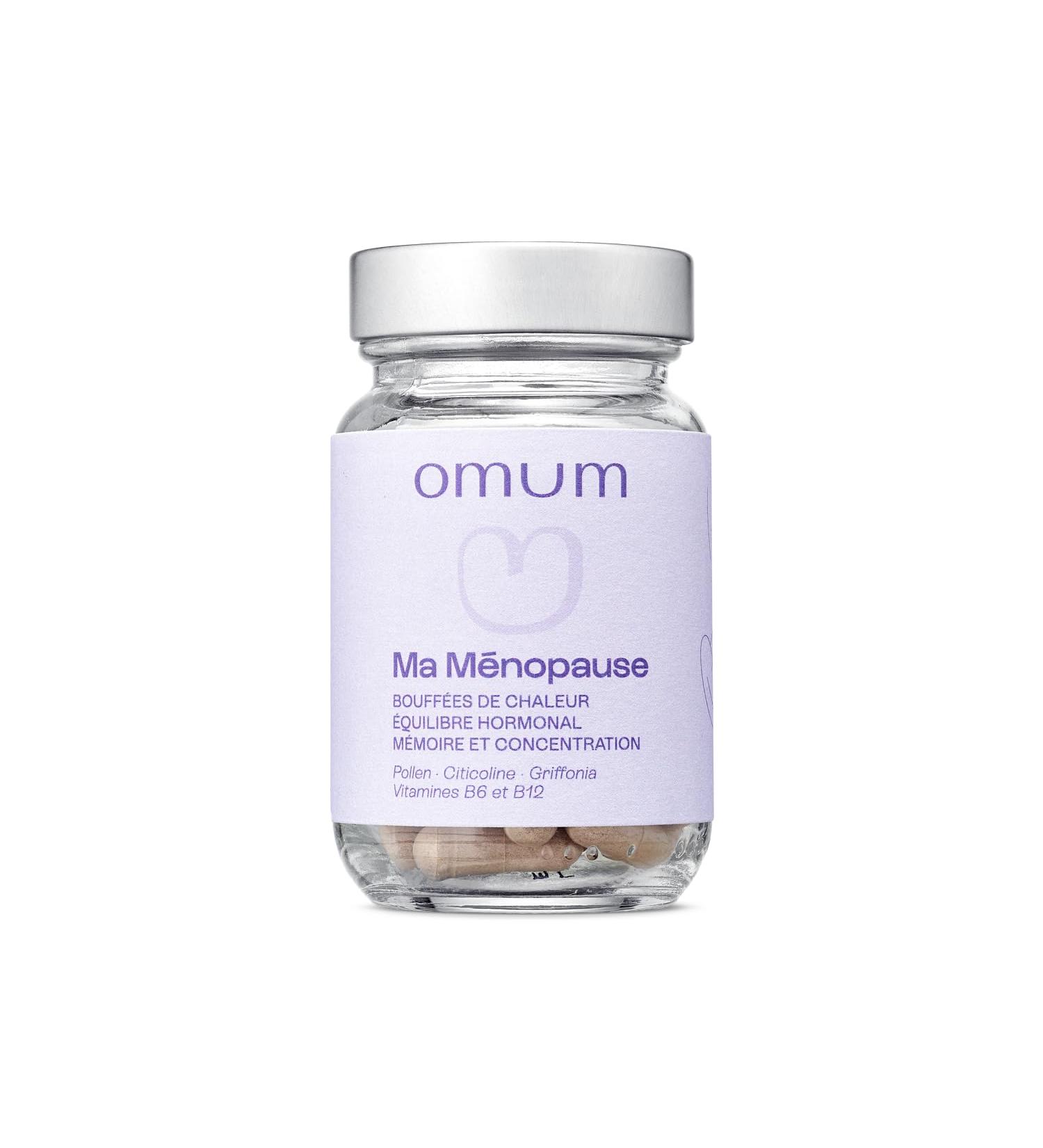 OMUM - My Menopause Supplement Hot Flashes Memory Concentration Fatigue Hormonal Balance - 42 capsules 3 weeks - Pollen Griffonia Citicoline Vitamins B6 B12 Natural France Vegan - Buy Online on GoSupps.com
