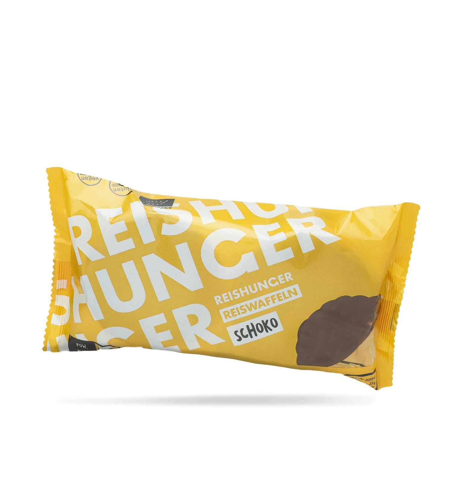 Reishunger organic rice waffles with rice chocolate made of organic fully rice 12x100g - also available in 100g & 6x100g - vegan & gluten -free snack chocolate 100 g (12 Pack)