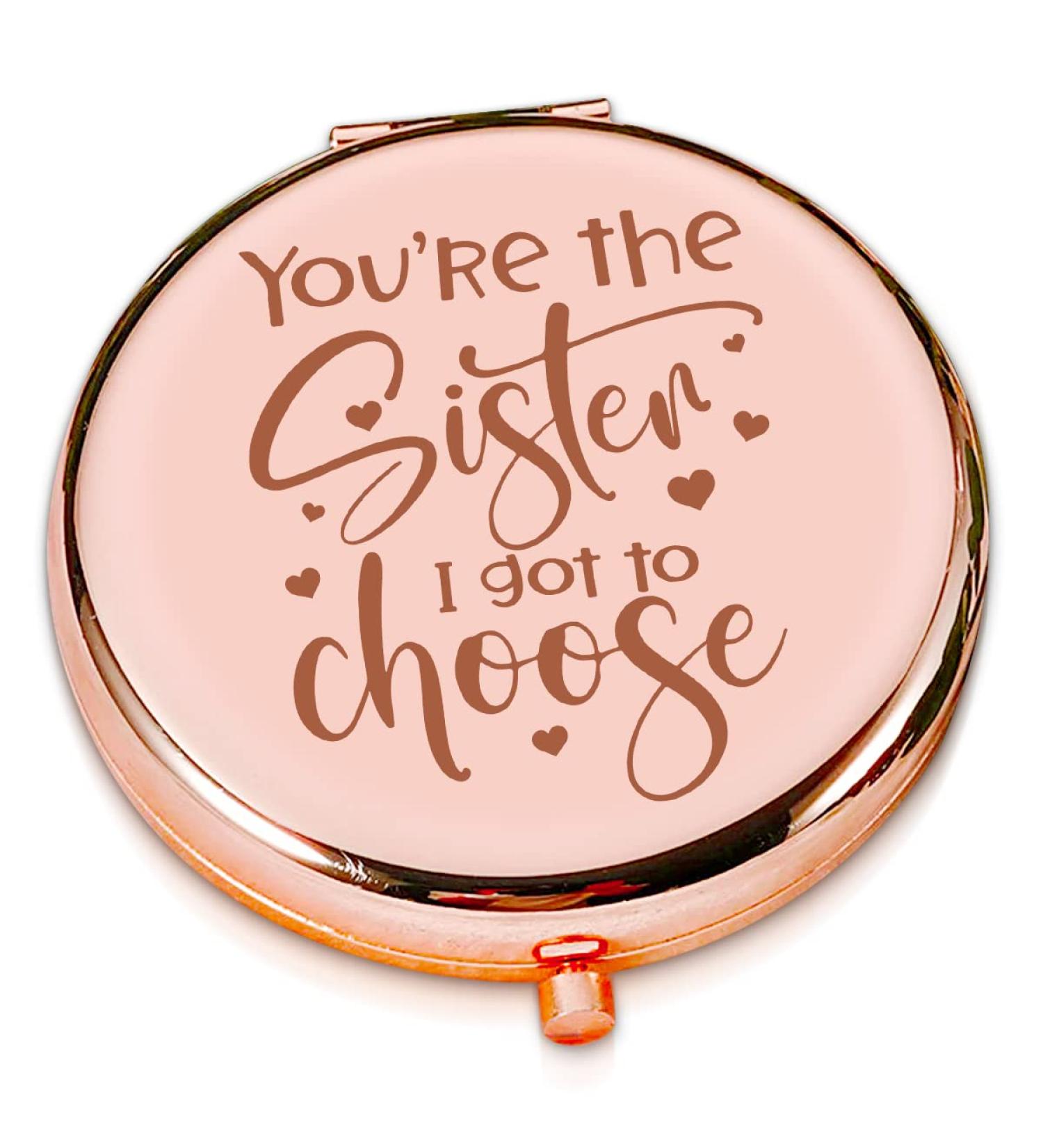 LRUIOMVE Friendship Sister Compact Mirror - Rose Gold Engraved Travel Makeup Mirror - Buy Online on GoSupps.com