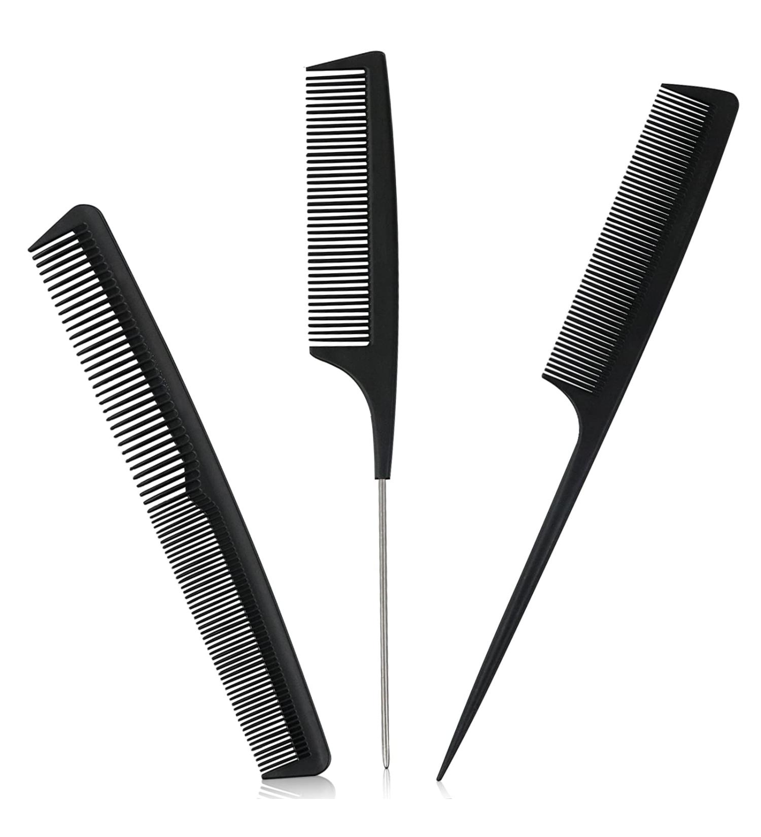 Sularpek 3 Piece Fine Tooth Carbon Fibre Tail Comb Set - Hairdressing & Styling Comb for Women and Men - Anti Static & Heat Resistant - Teasing Hair Comb - Buy Online on GoSupps.com