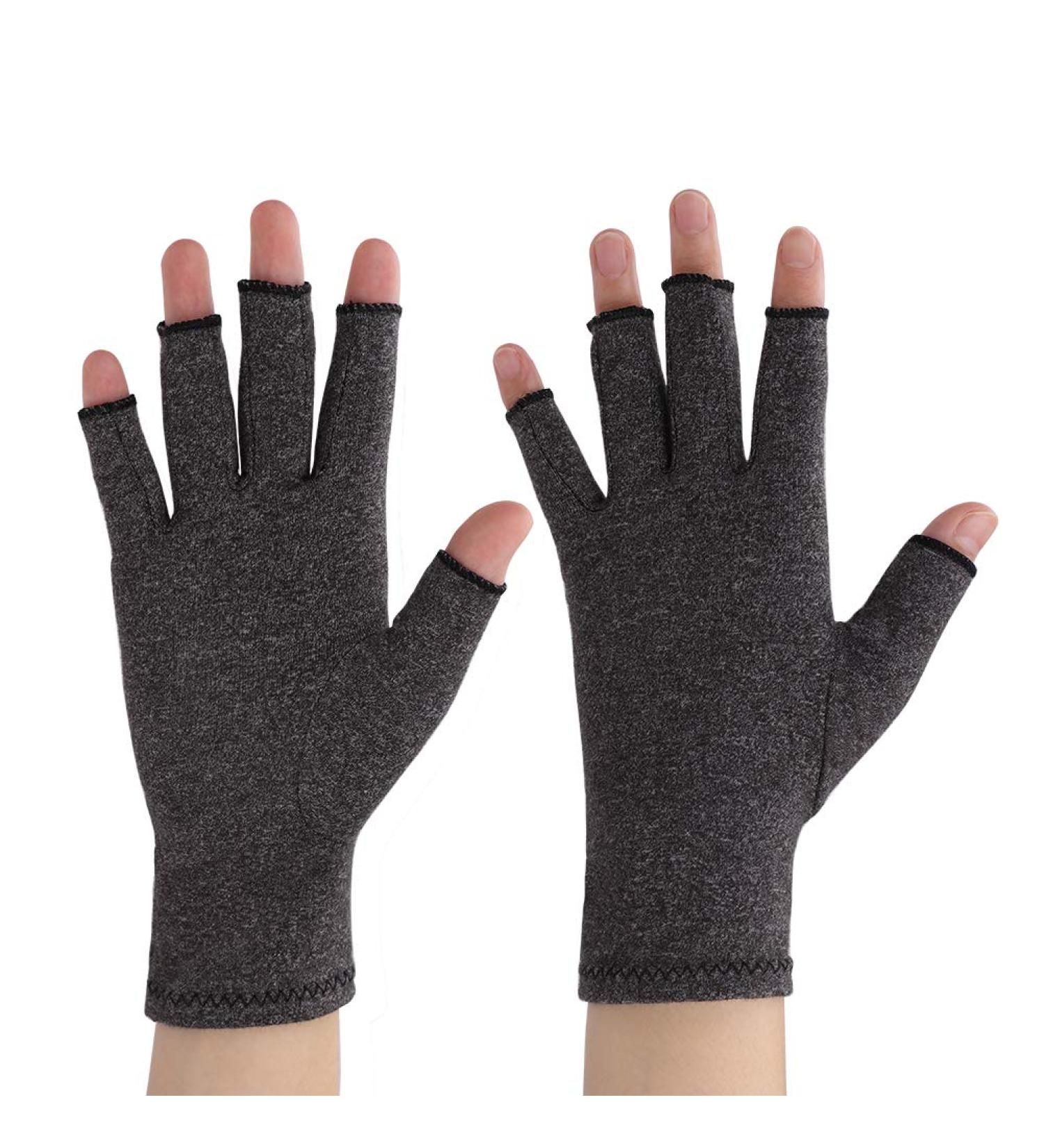 Compression Arthritis Gloves - Joint Pain Relief & Wrist Support for Rheumatoid & Osteoarthritis - Fingerless Design M Grey - Buy Online on GoSupps.com