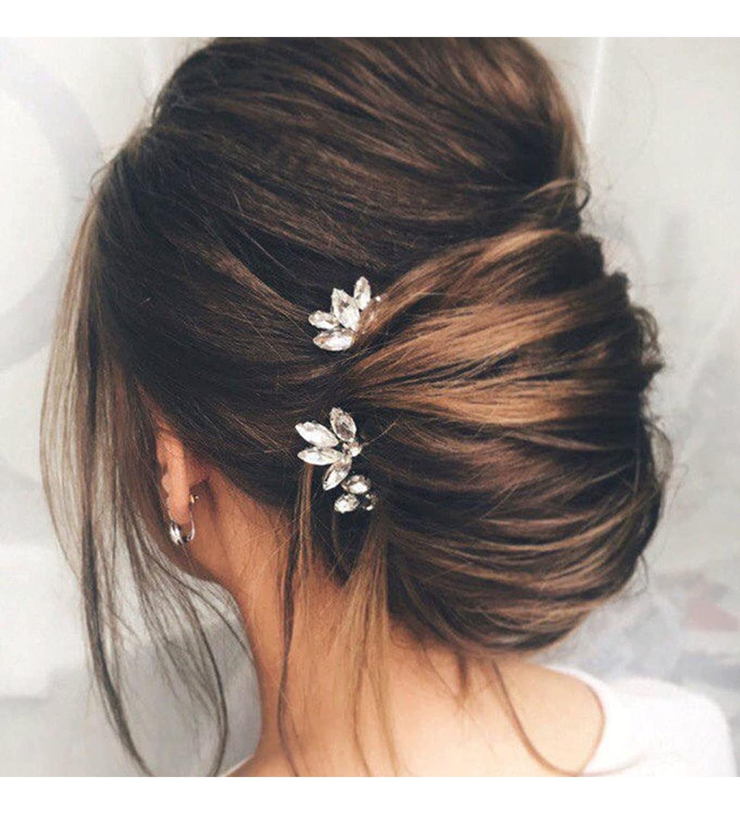 Runmi Silver Wedding Hair Needles - Crystal Bride Headdress Accessories for Women & Girls (3 Pieces) - Buy Online on GoSupps.com