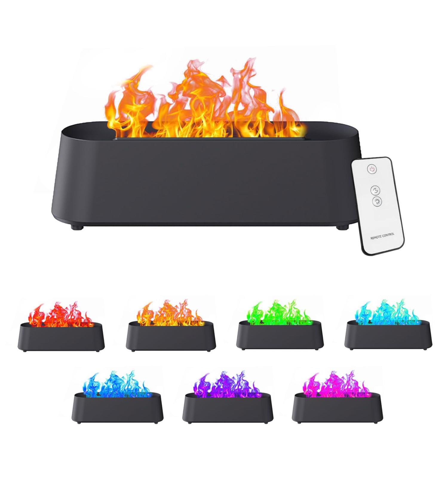 Gaeshow Aroma Diffuser with Flame Effect - 300ml Humidifier & 7-Color LED Light for Essential Oils - Perfect for Home & Office (Black) - Buy Online on GoSupps.com