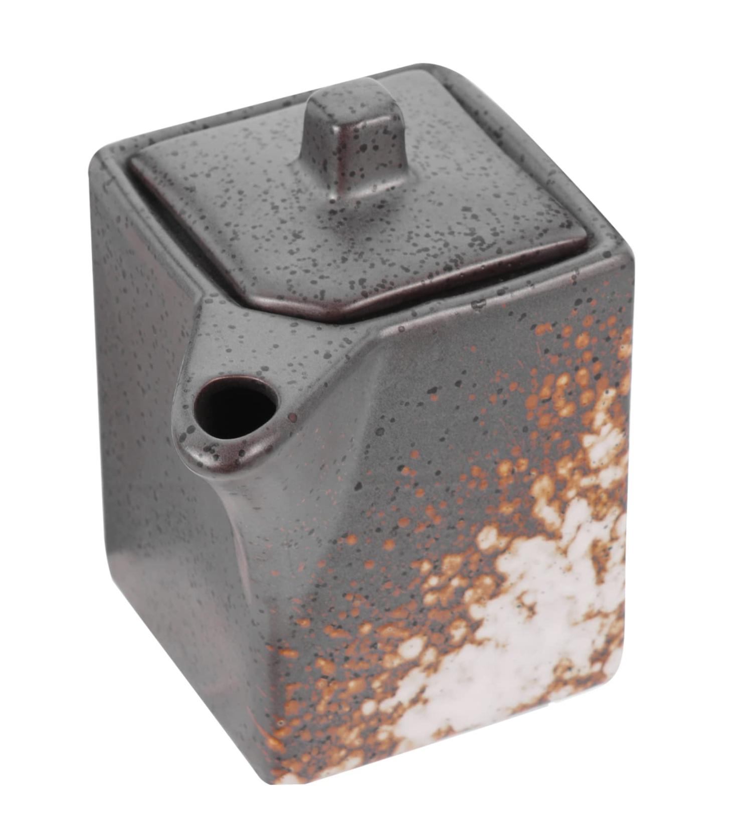 ABOOFAN Ceramic Sauce Vinegar Pot Liquid Dispenser Mini Seasoning Bottles Container with Lid Condiment Japanese Oil Cruet Ceramic Soy Sauce Dispenser Seasoning Bowl Seasoning Canister 9.2X7.5X6CM Black - Buy Online on GoSupps.com