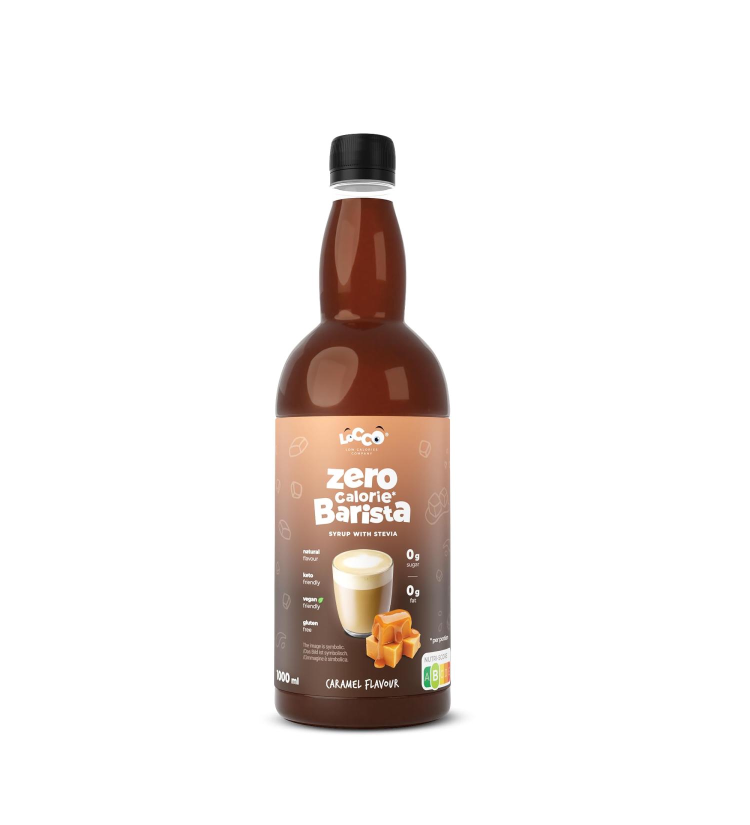 Locco Calorie Free Barista Syrup with Stevia - Vegan Keto Gluten Free - Zero Calories - Caramel Flavor - 1L - Buy Online on GoSupps.com