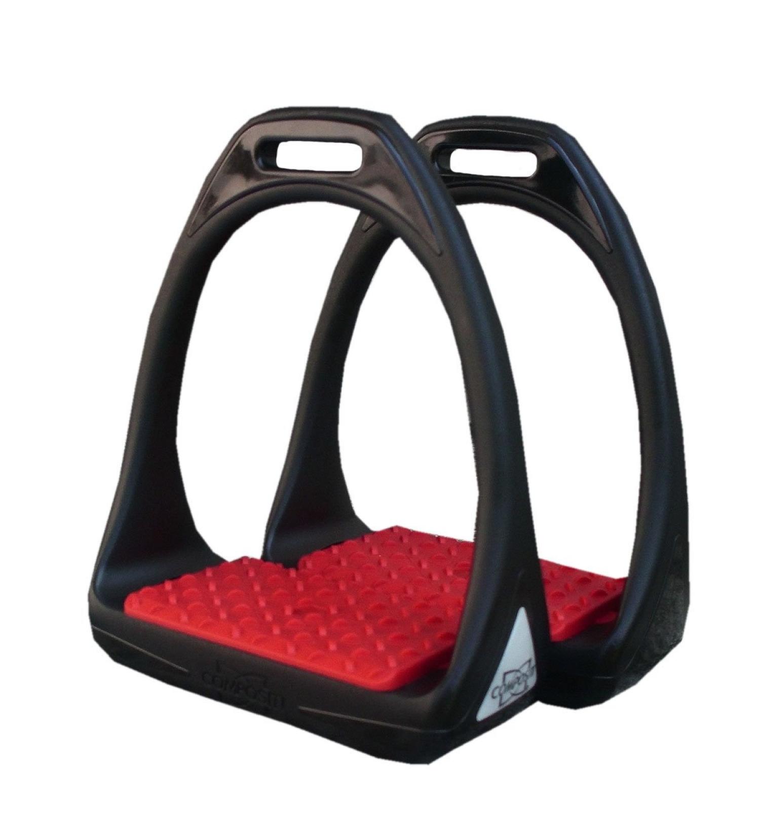 Compositi Plastic Reflex Stirrup - Flexible Wide Tread Black/Red for Equine Performance - Buy Online on GoSupps.com