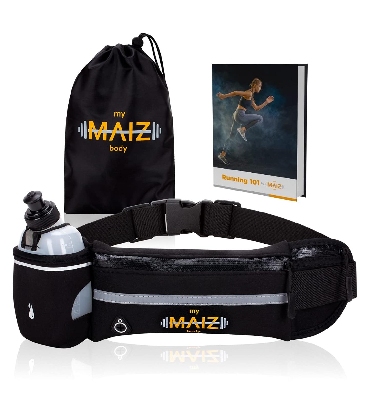 MyMAIZBody Running Belt with Water Bottle  Carry Bag and Running 101 E-Book  Running Phone Holder for Women and Men  Water Resistant and Non Bouncing  Perfect for Running  Cycling and Walking - Buy Online on GoSupps.com