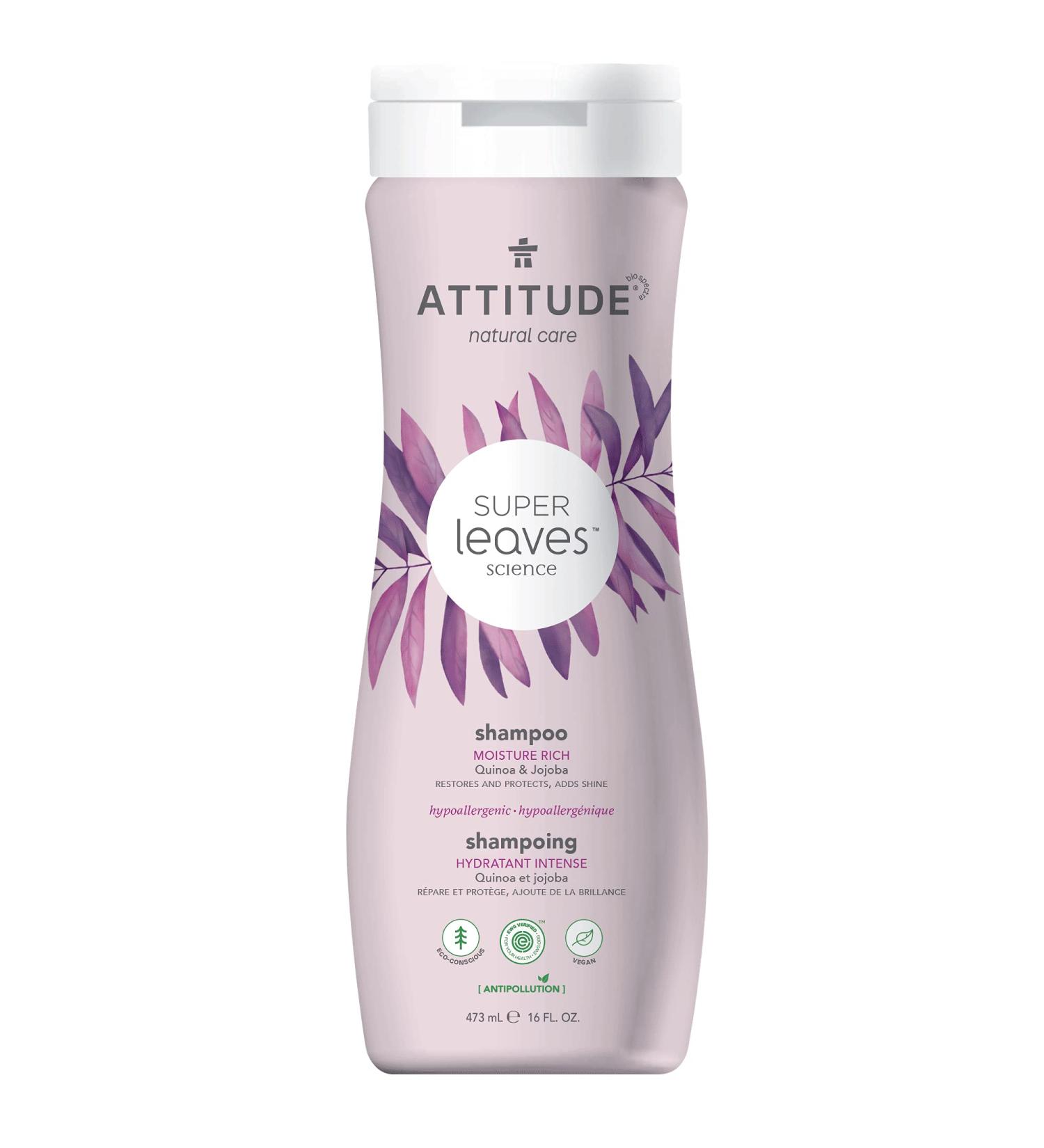 ATTITUDE Super Leaves Shampoo - Moisture Rich Quinoa & Jojoba 16 oz | Natural & Eco-Friendly - Buy Online on GoSupps.com