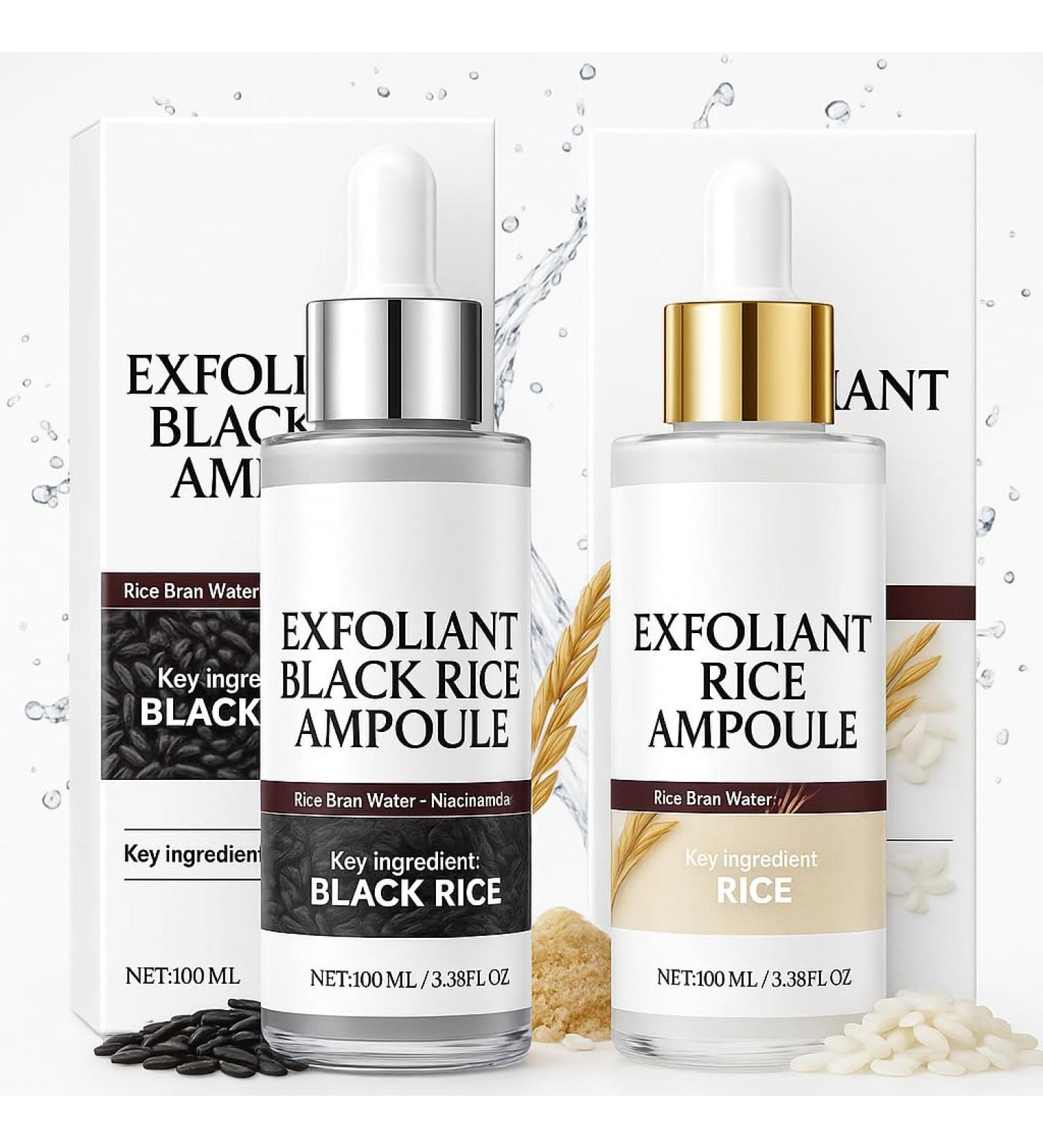 2PACK Black and White Rice Peeling Ampoule Soft Rice Exfoliating Face and Body Black and White Rice Exfoliant for All Skin Types korean skin care (2pcs) - Buy Online on GoSupps.com