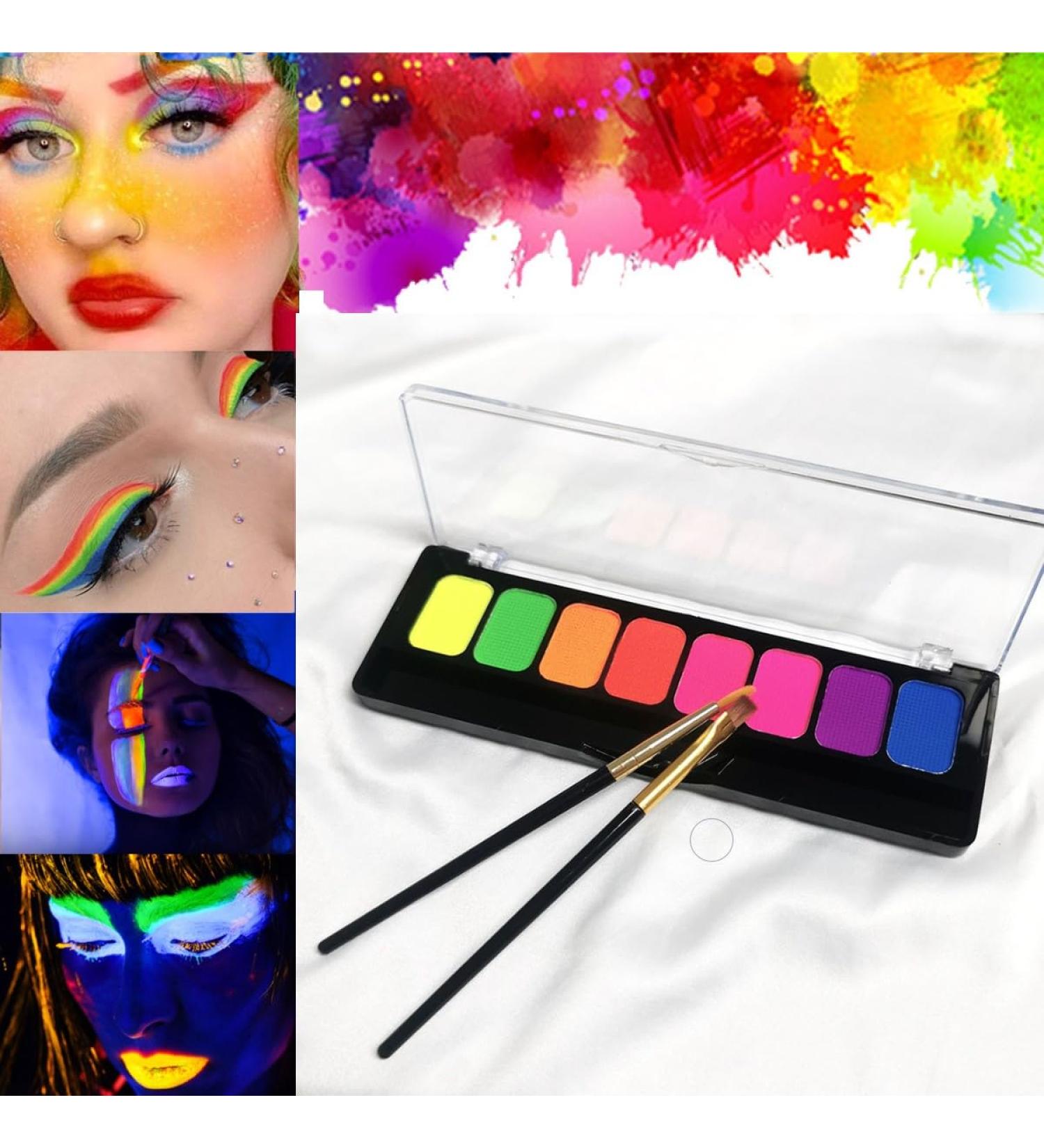 Buy Karlor UV Neon S ichskar - 8 Fluorescent Colors & Brushes for Body Painting | Fluorescent Water-Soluble Makeup | Glows Under Black Light - Buy Online on GoSupps.com