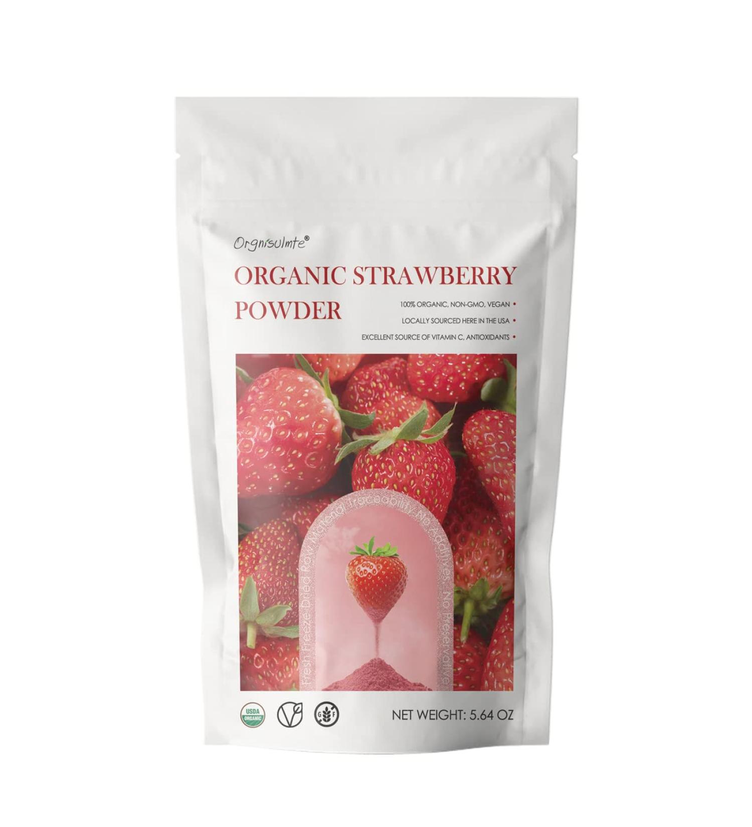 Orgnisulmte Organic Strawberry Powder Freeze Dried - Locally Sourced from the USA 100% Natural Premium Strawberry Powder Perfect for Baking 5.64 Oz - Buy Online on GoSupps.com